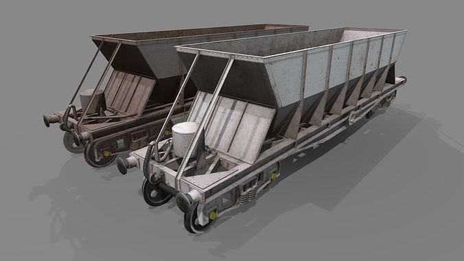 Double bogie hopper Low-poly 3D model
