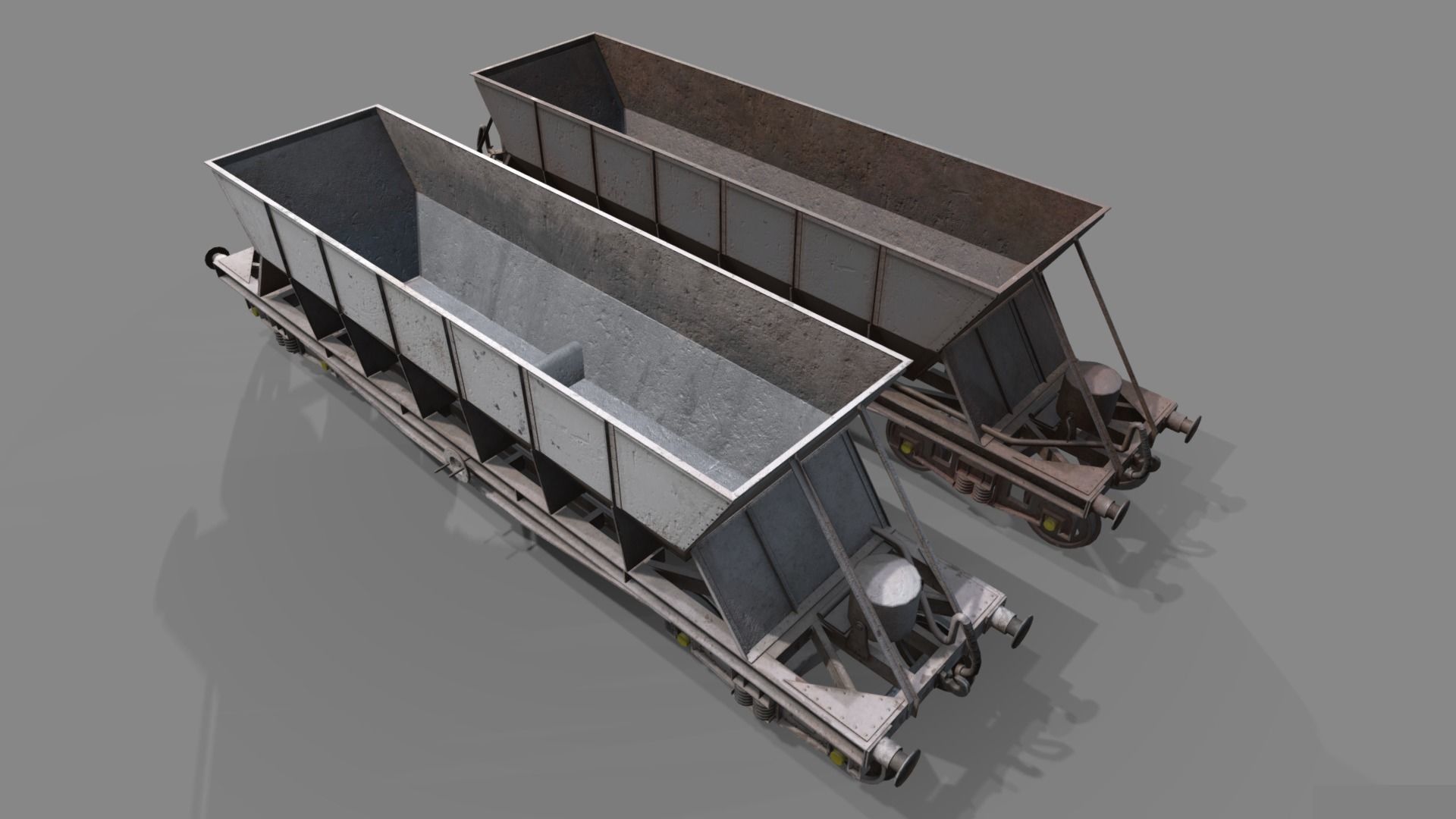 Double bogie hopper Low-poly 3D model_2