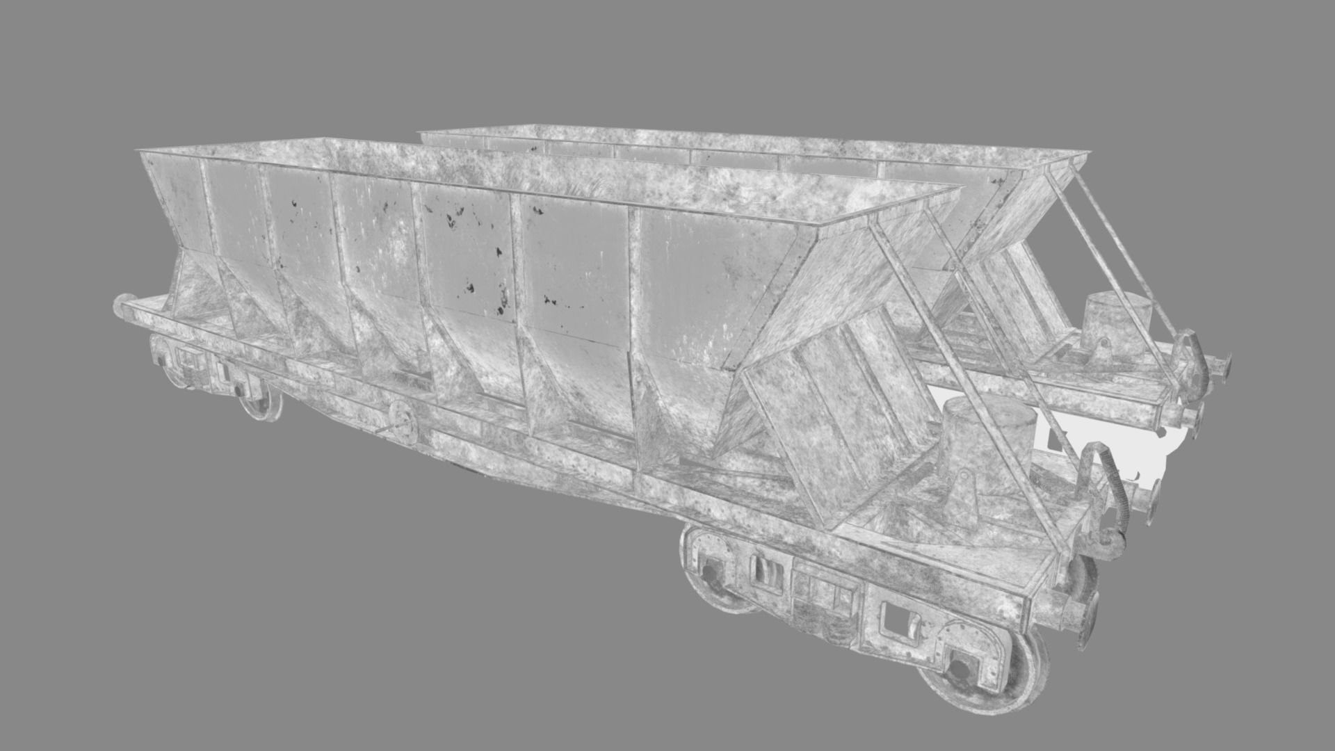 Double bogie hopper Low-poly 3D model_11