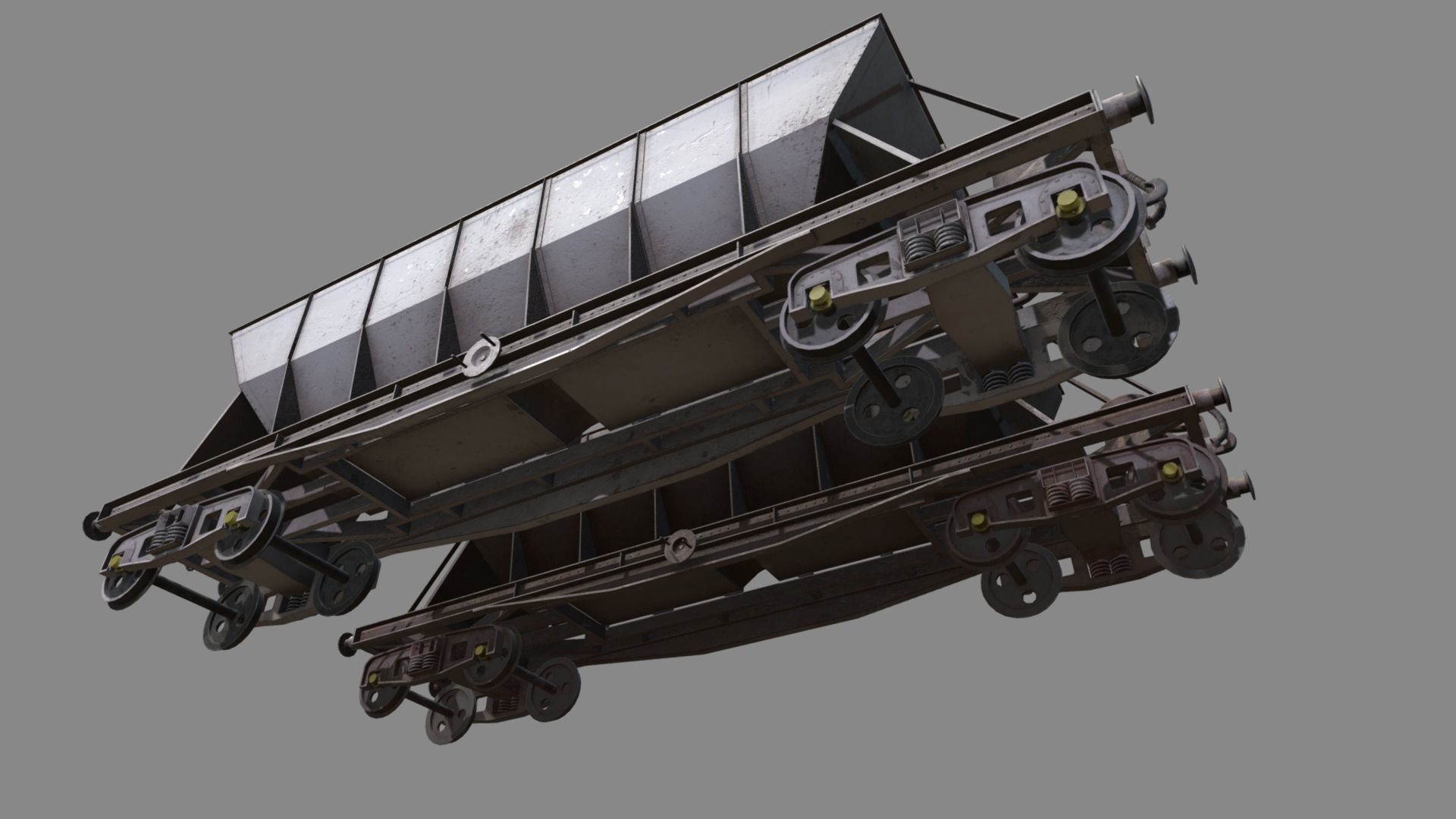 Double bogie hopper Low-poly 3D model_7