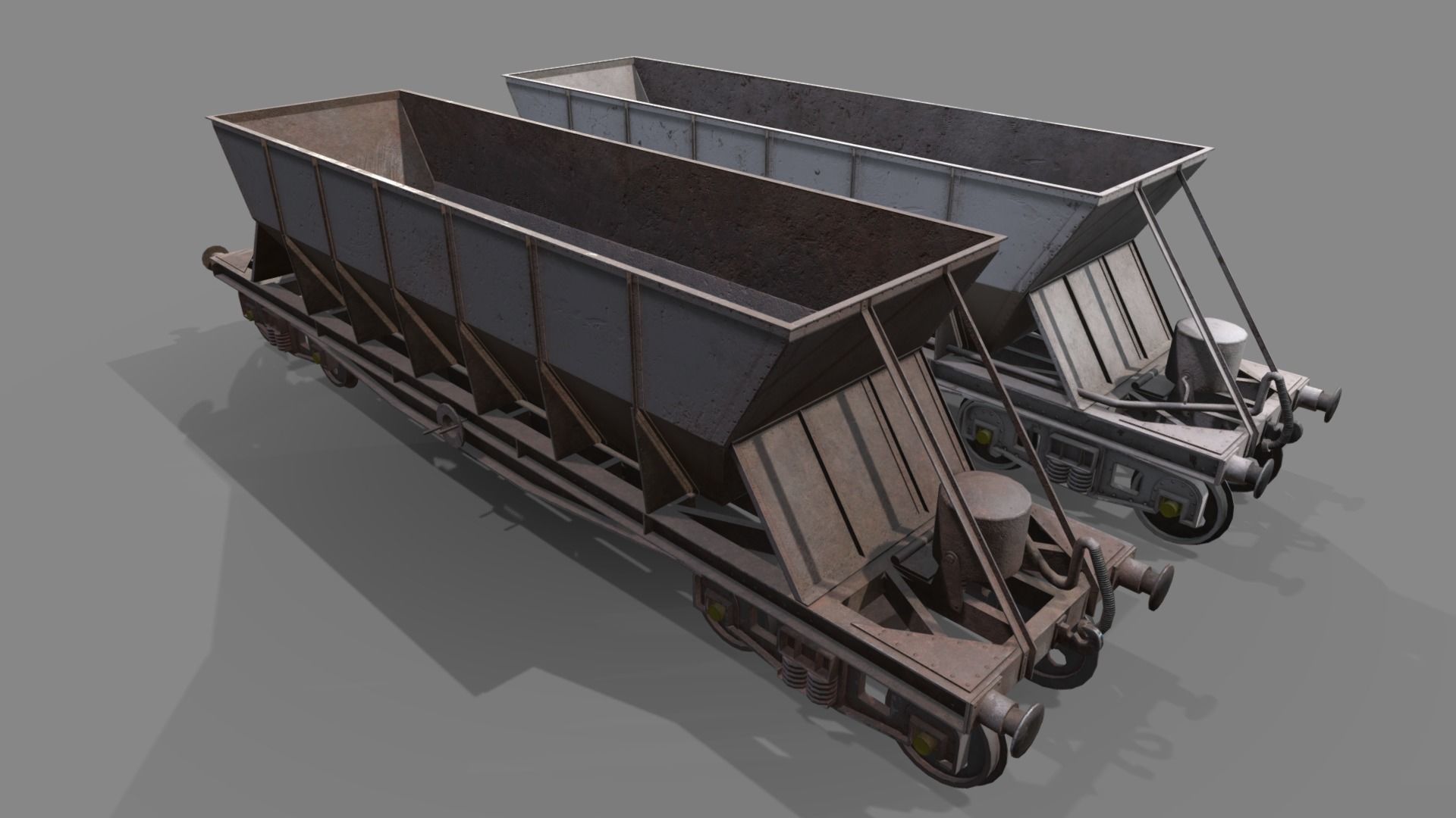 Double bogie hopper Low-poly 3D model_4