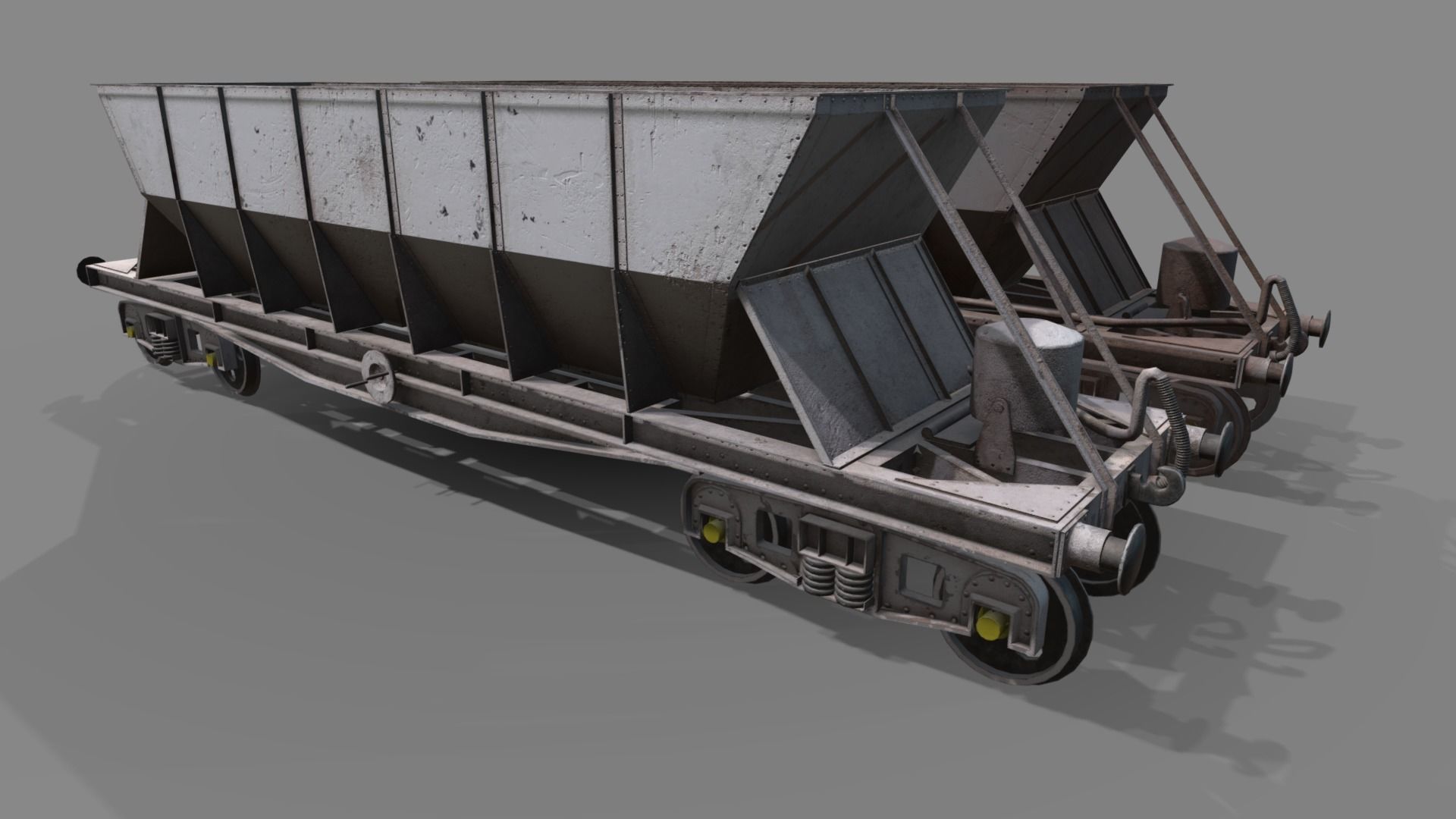 Double bogie hopper Low-poly 3D model_1