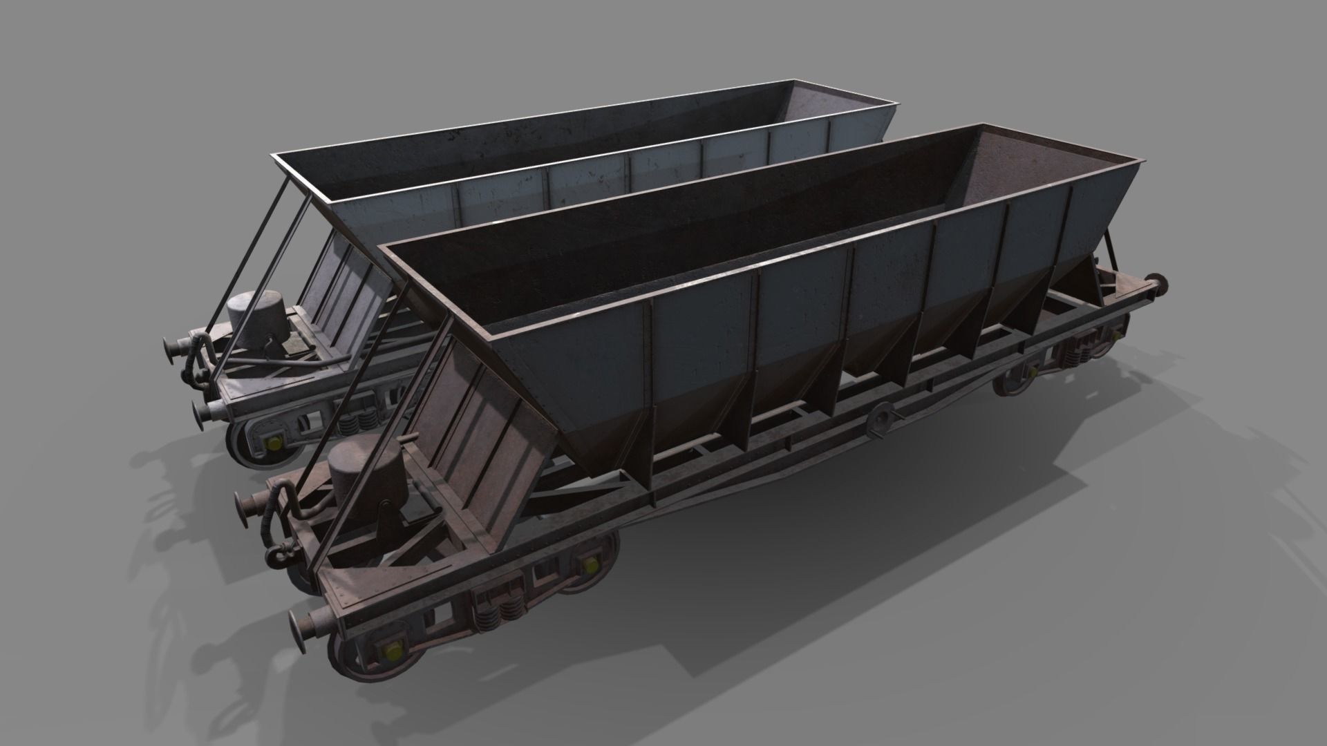 Double bogie hopper Low-poly 3D model_3