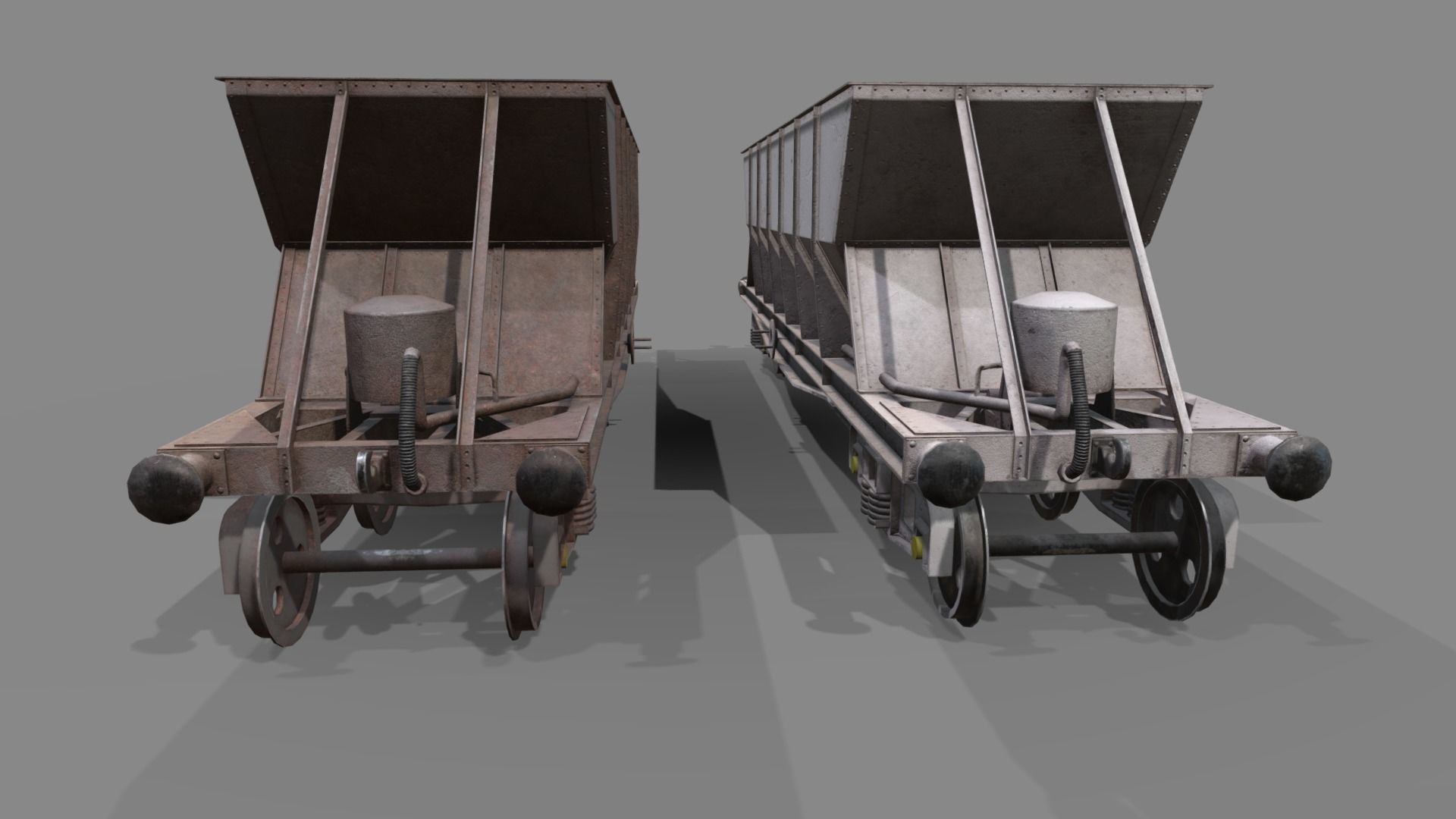 Double bogie hopper Low-poly 3D model_5
