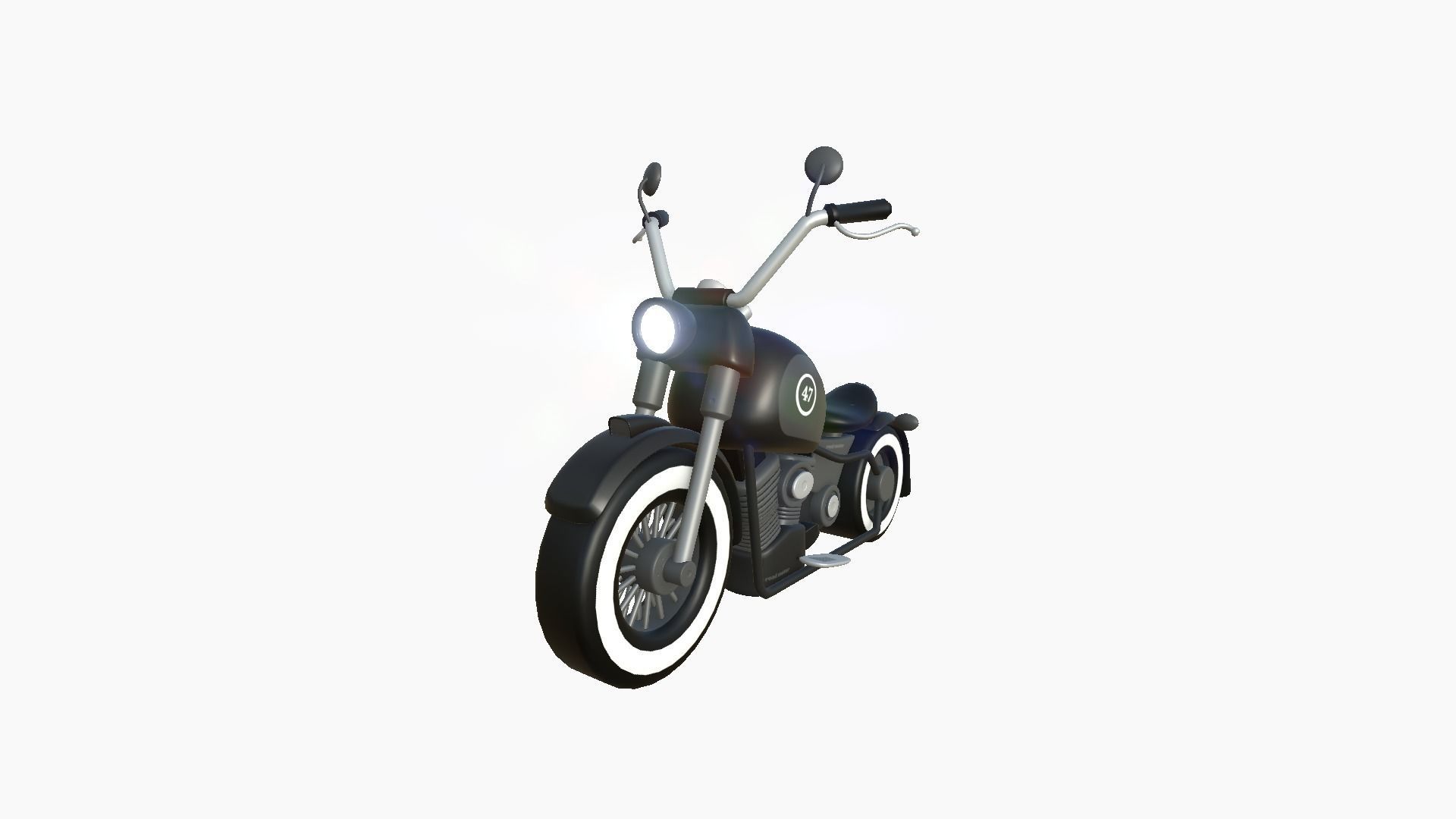 Motorcycle Cartoon A09 Black - Custom Vehicle Design Low-poly 3D model_3