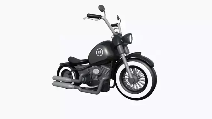 Motorcycle Cartoon A09 Black - Custom Vehicle Design Low-poly 3D model
