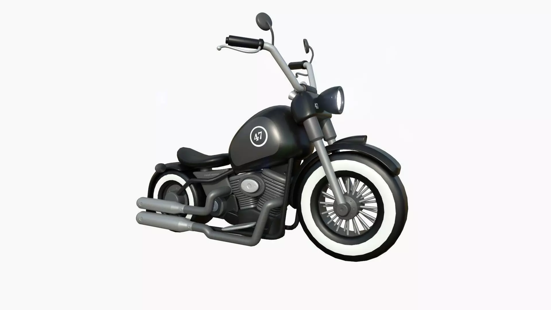 Motorcycle Cartoon A09 Black - Custom Vehicle Design Low-poly 3D model_0
