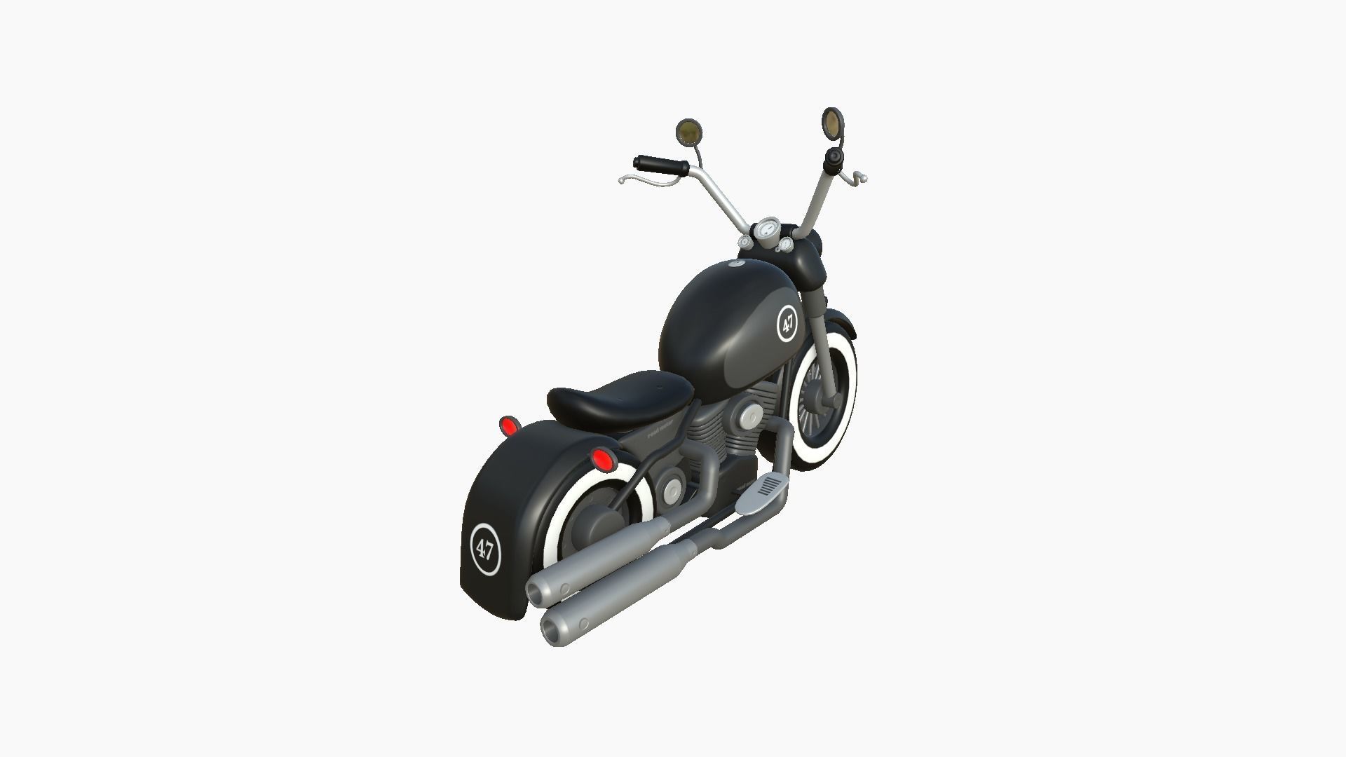 Motorcycle Cartoon A09 Black - Custom Vehicle Design Low-poly 3D model_1