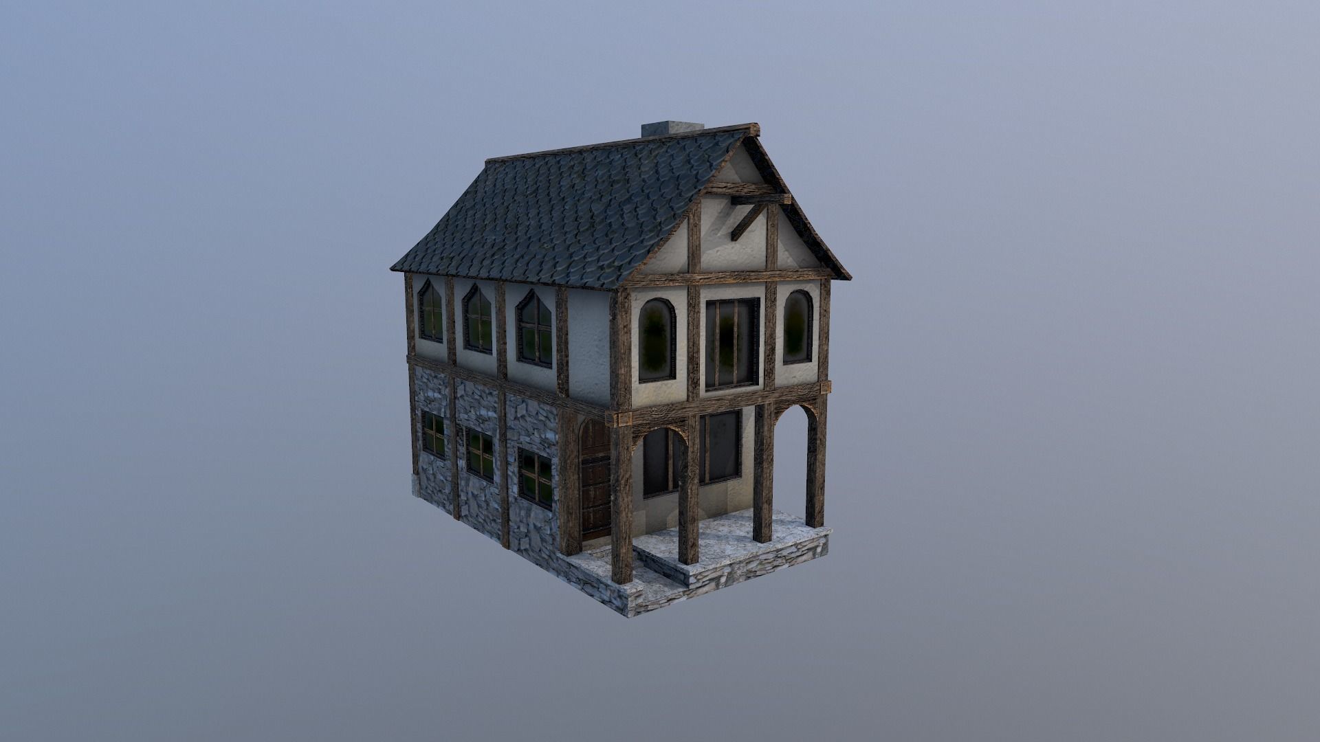 Medieval Village House Low-poly 3D model_21