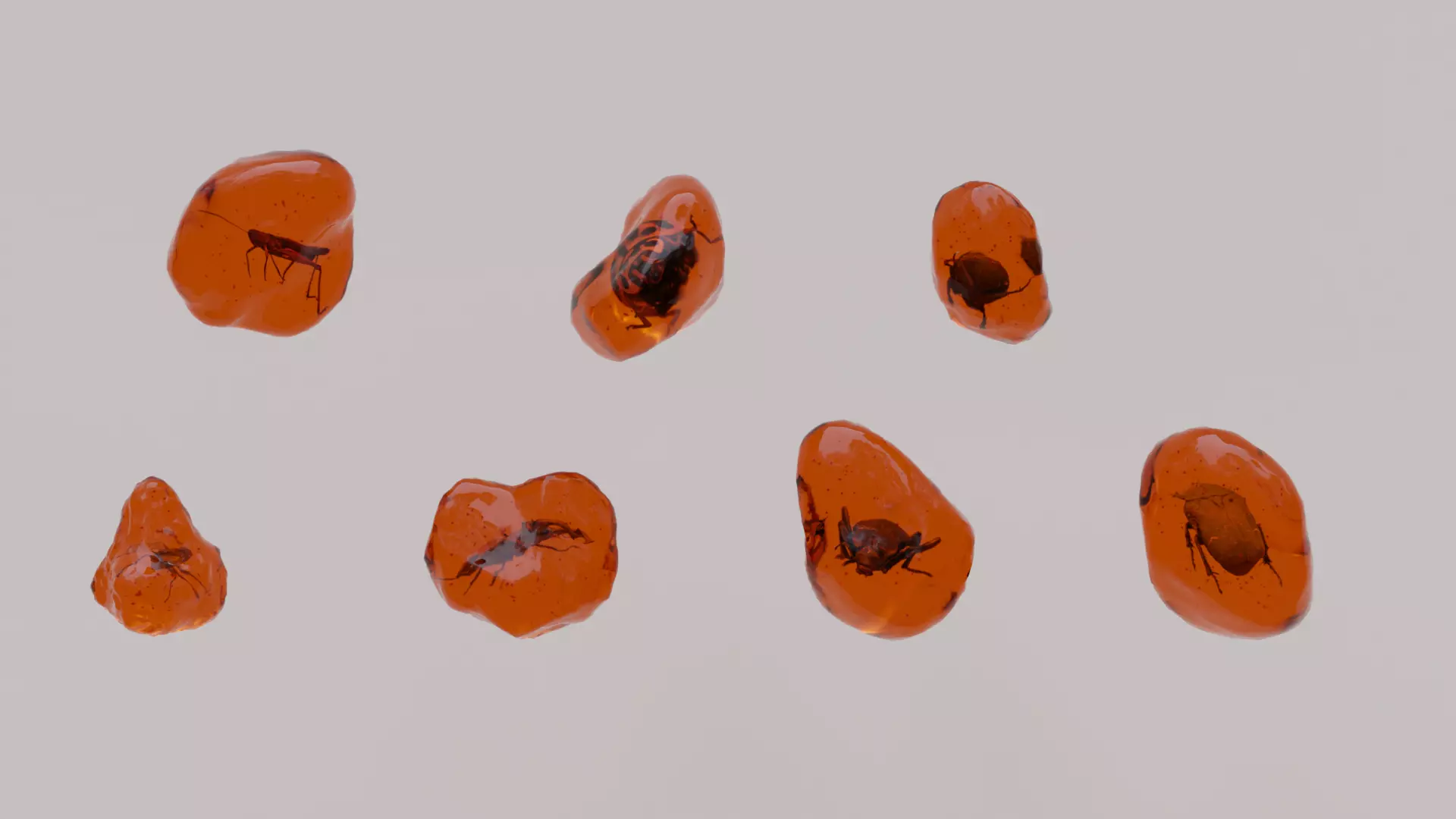 Insects in amber asset collection 3D model_0