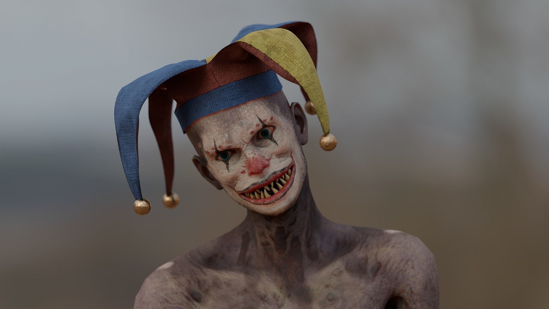 Scary Clown Low-poly 3D model_3