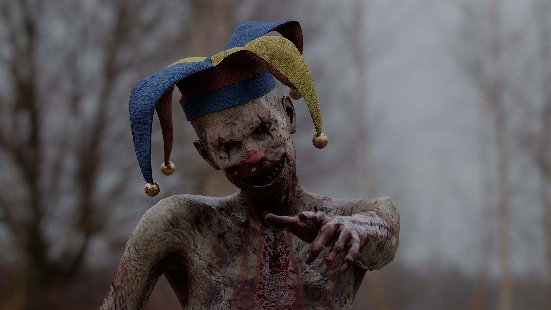 Scary Clown Low-poly 3D model_8