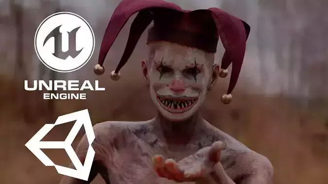 Scary Clown Low-poly 3D model