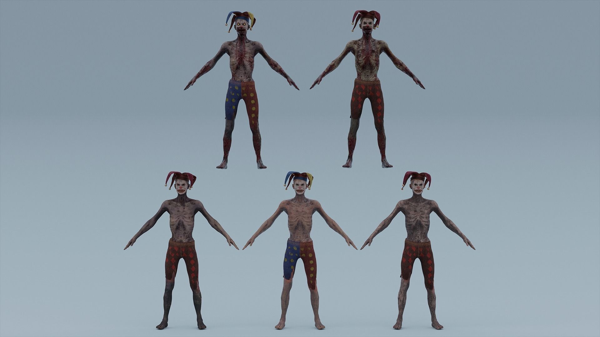 Scary Clown Low-poly 3D model_16