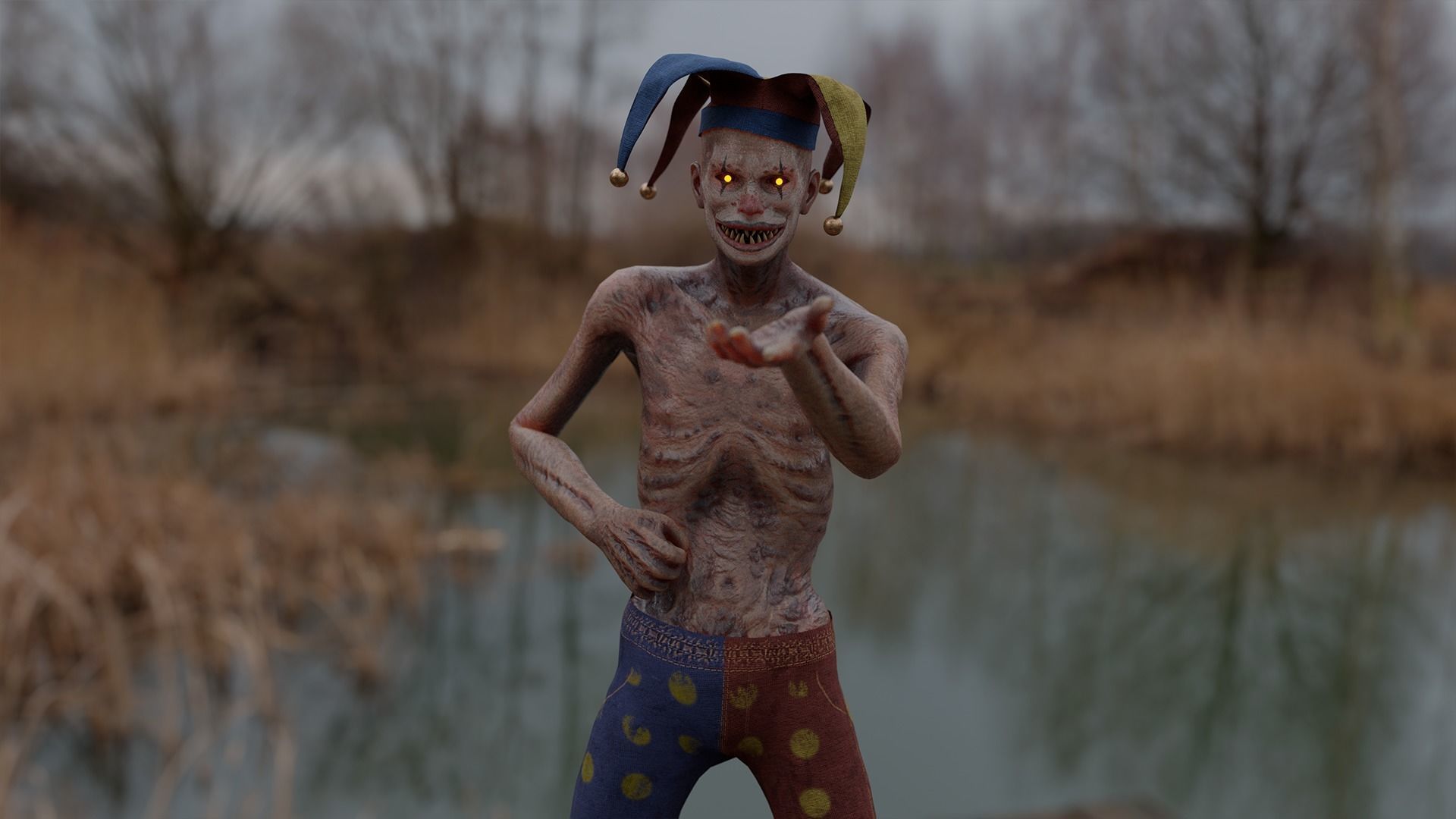 Scary Clown Low-poly 3D model_6