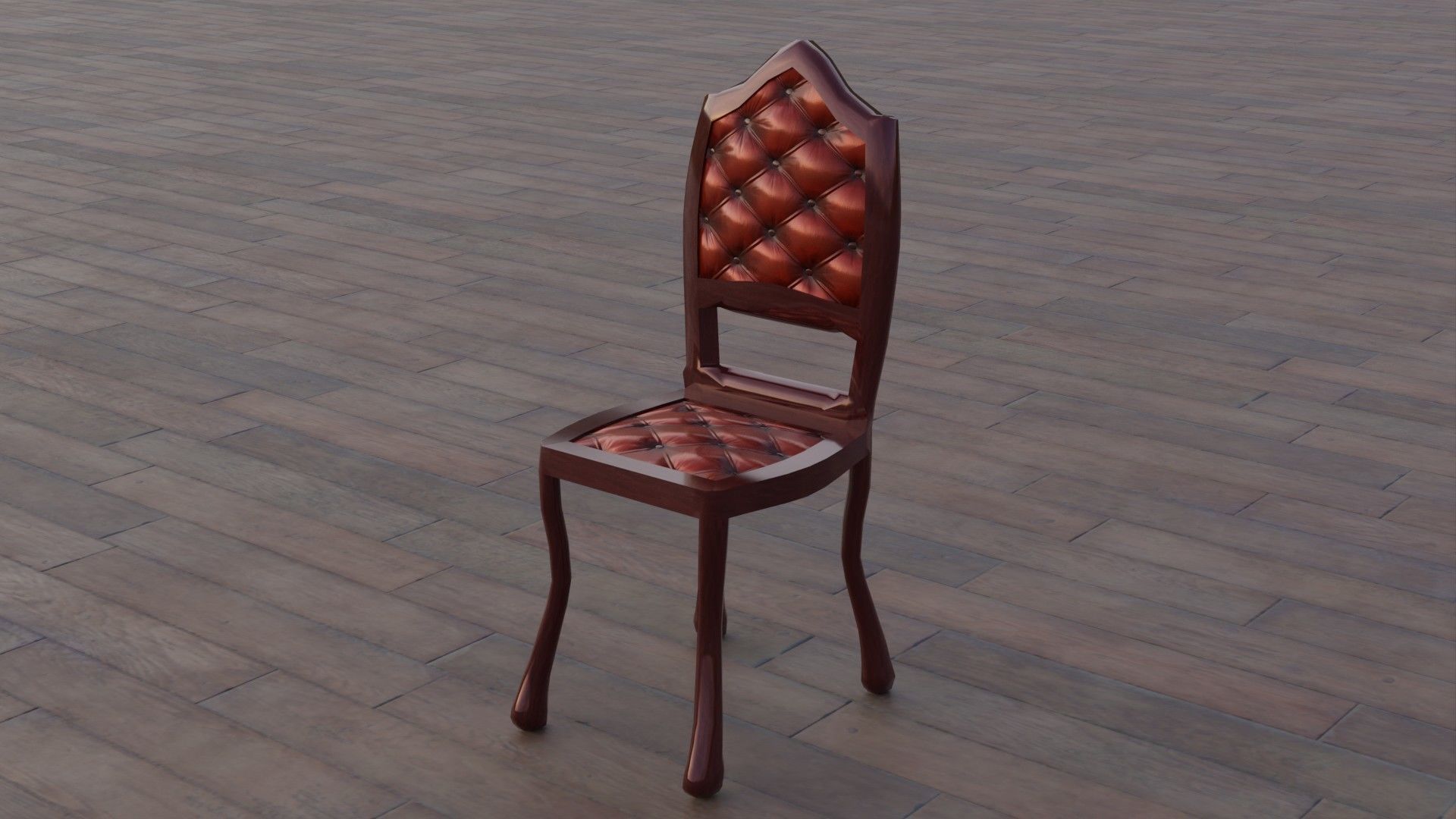 Antique Chair Low-poly 3D model_4