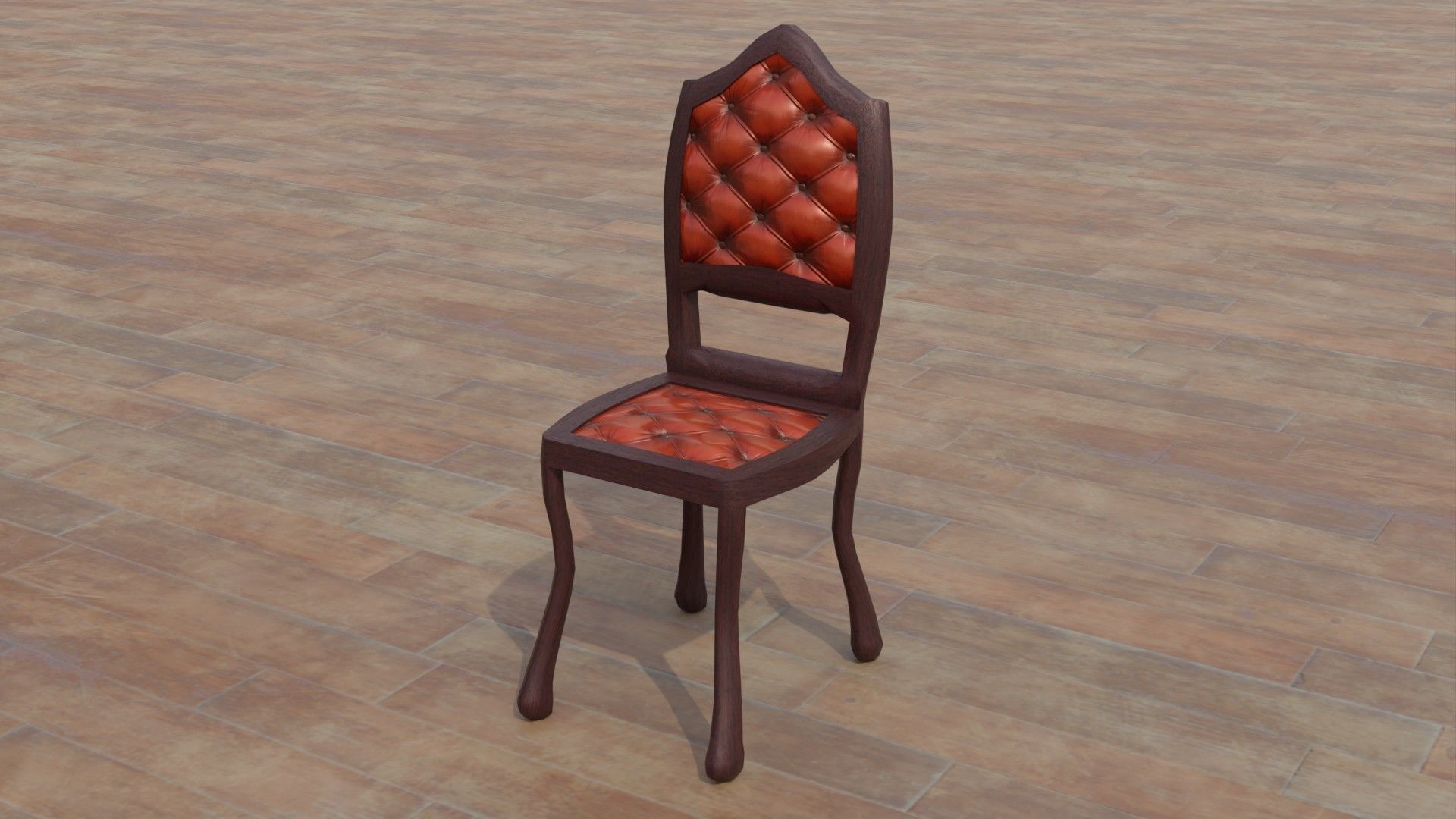 Antique Chair Low-poly 3D model_3