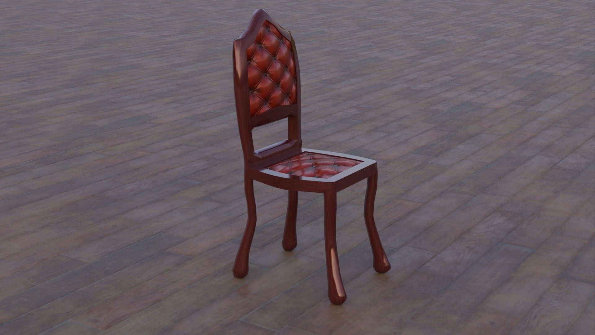 Antique Chair Low-poly 3D model_9