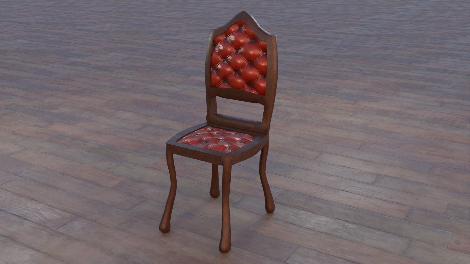 Antique Chair Low-poly 3D model_5