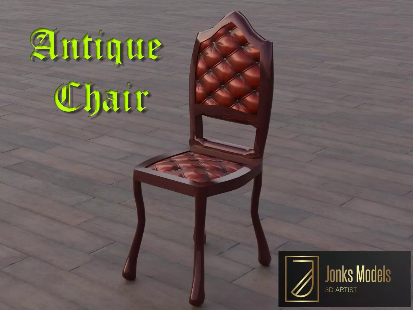 Antique Chair Low-poly 3D model_0