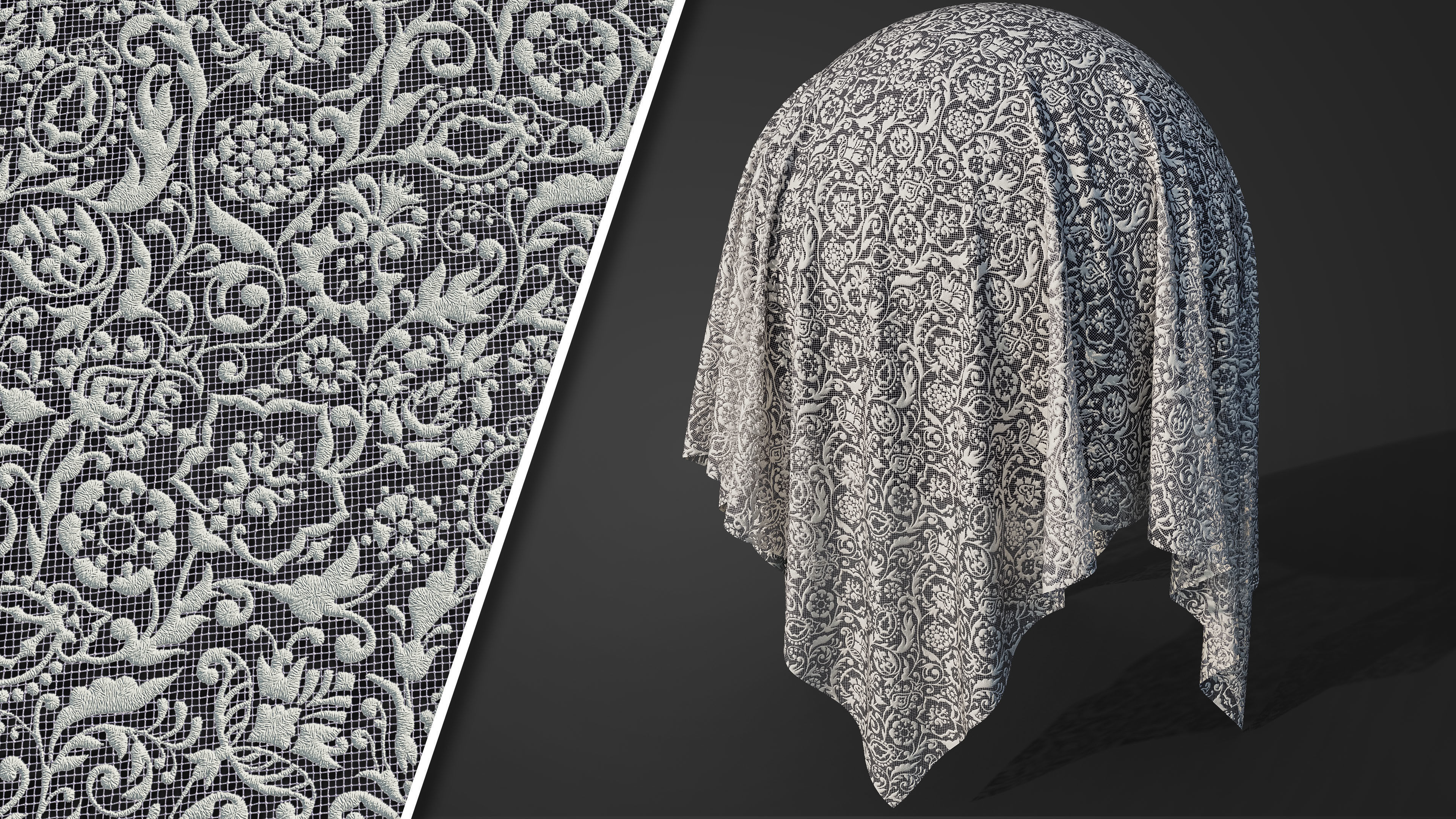 50 Lace Fabric Texture  Sbsar  VideoTutorial Vol02 3D model_14