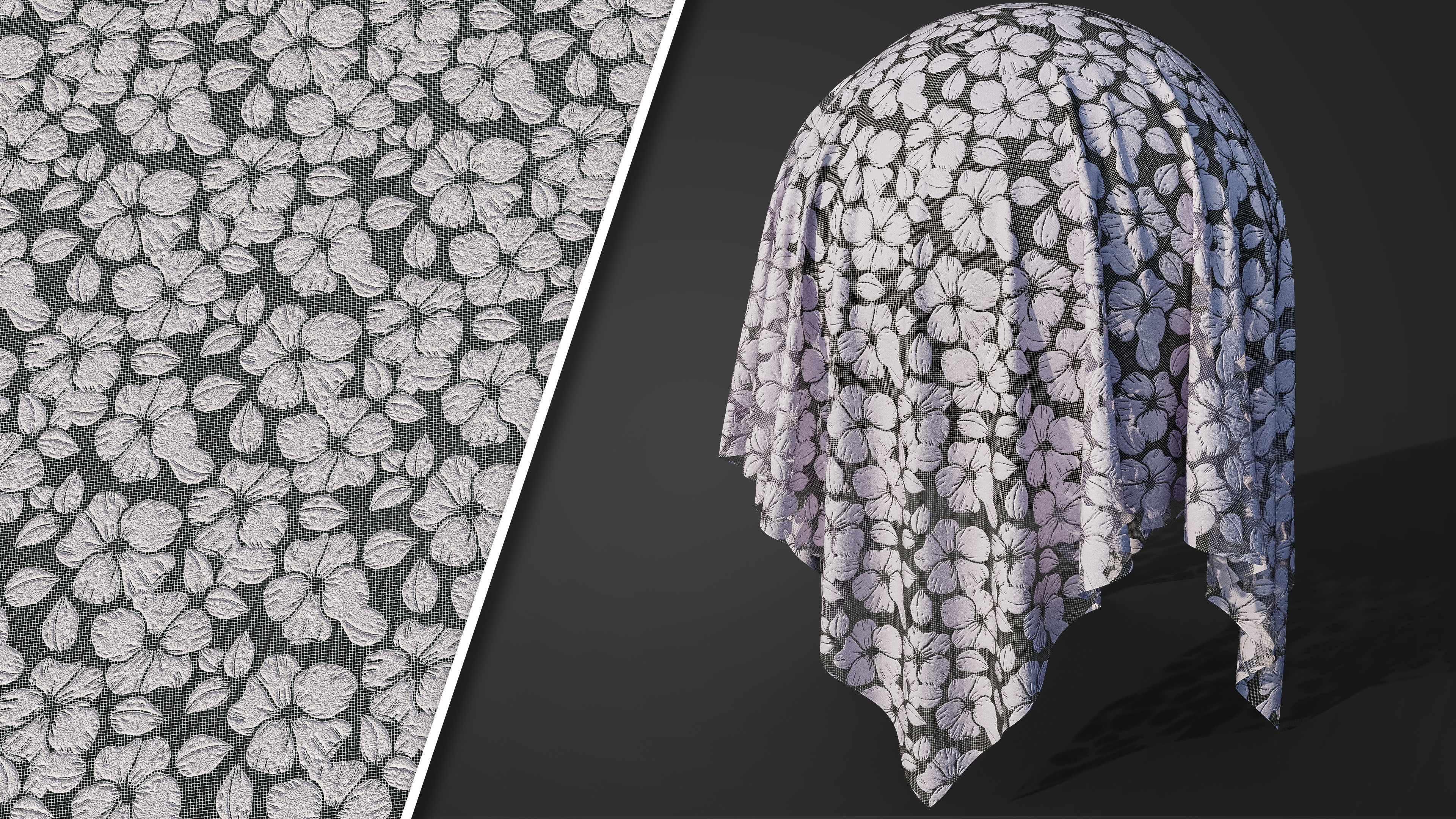 50 Lace Fabric Texture  Sbsar  VideoTutorial Vol02 3D model_9