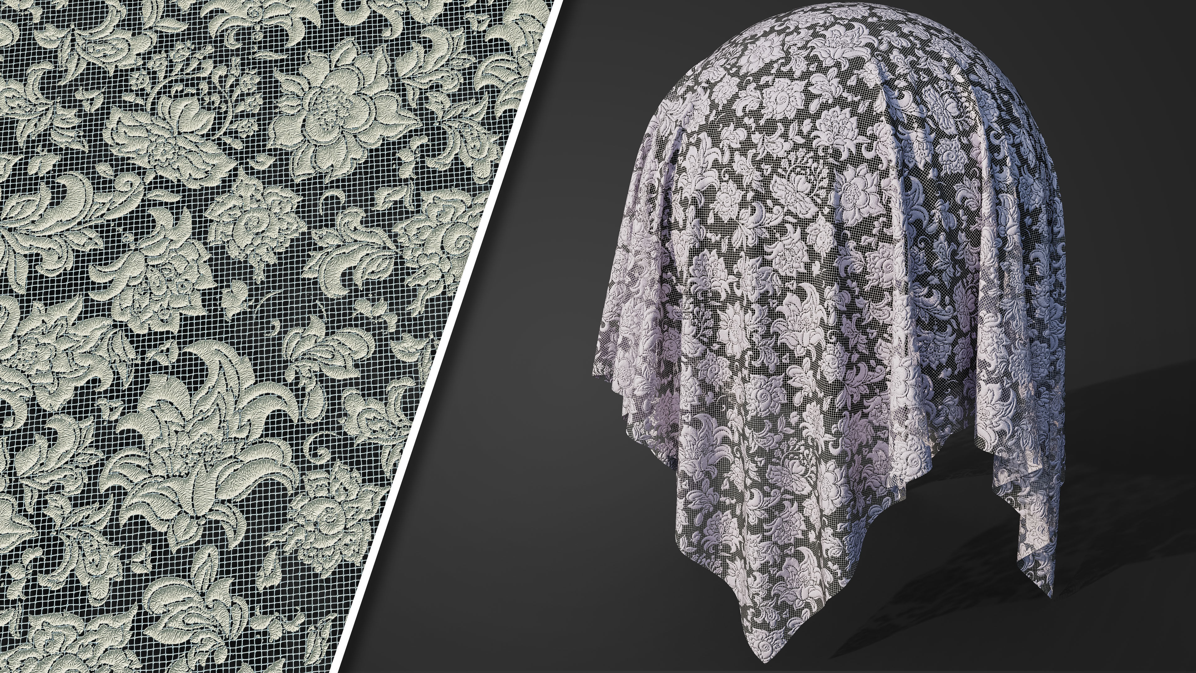 50 Lace Fabric Texture  Sbsar  VideoTutorial Vol02 3D model_5