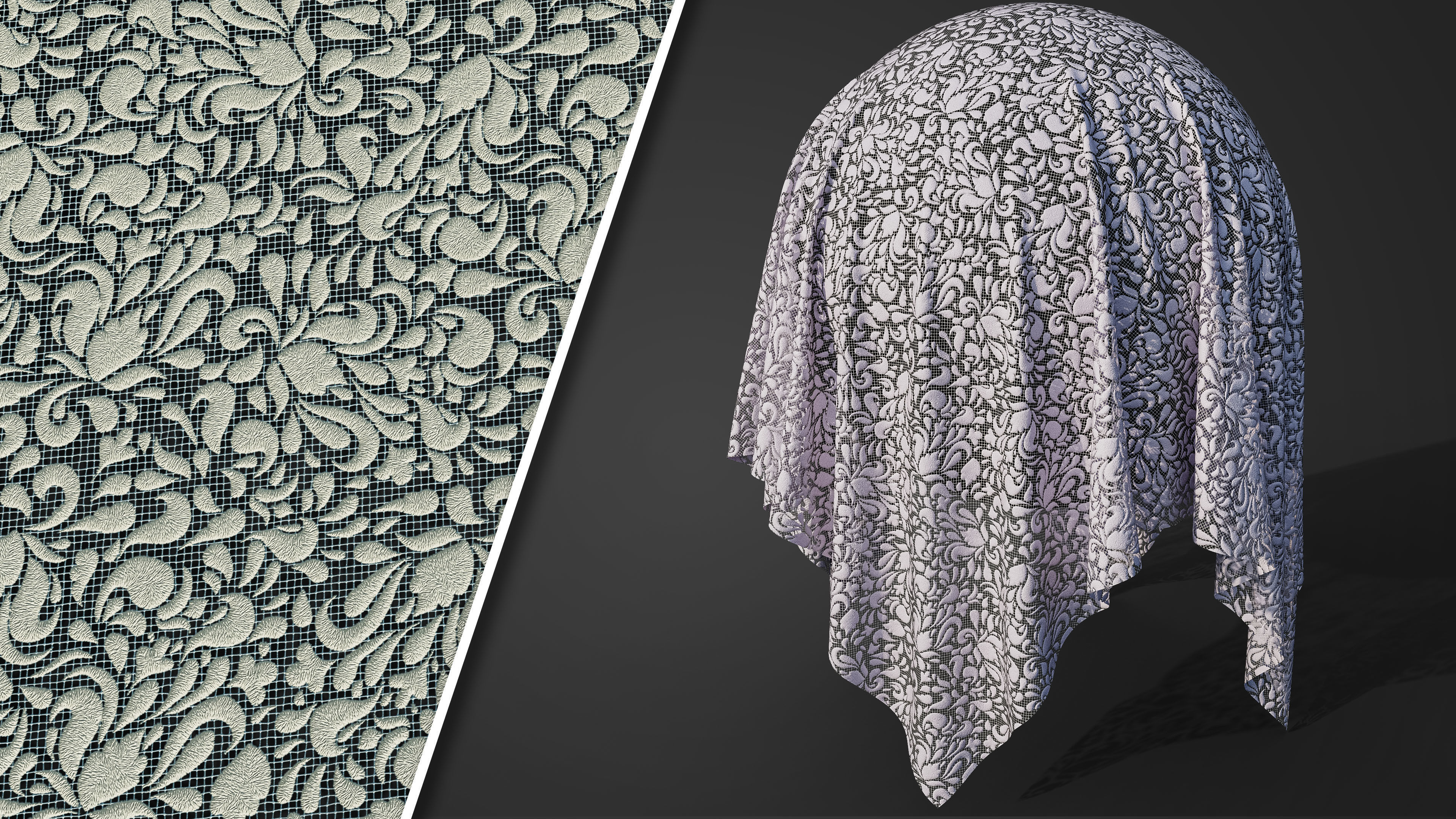 50 Lace Fabric Texture  Sbsar  VideoTutorial Vol02 3D model_6