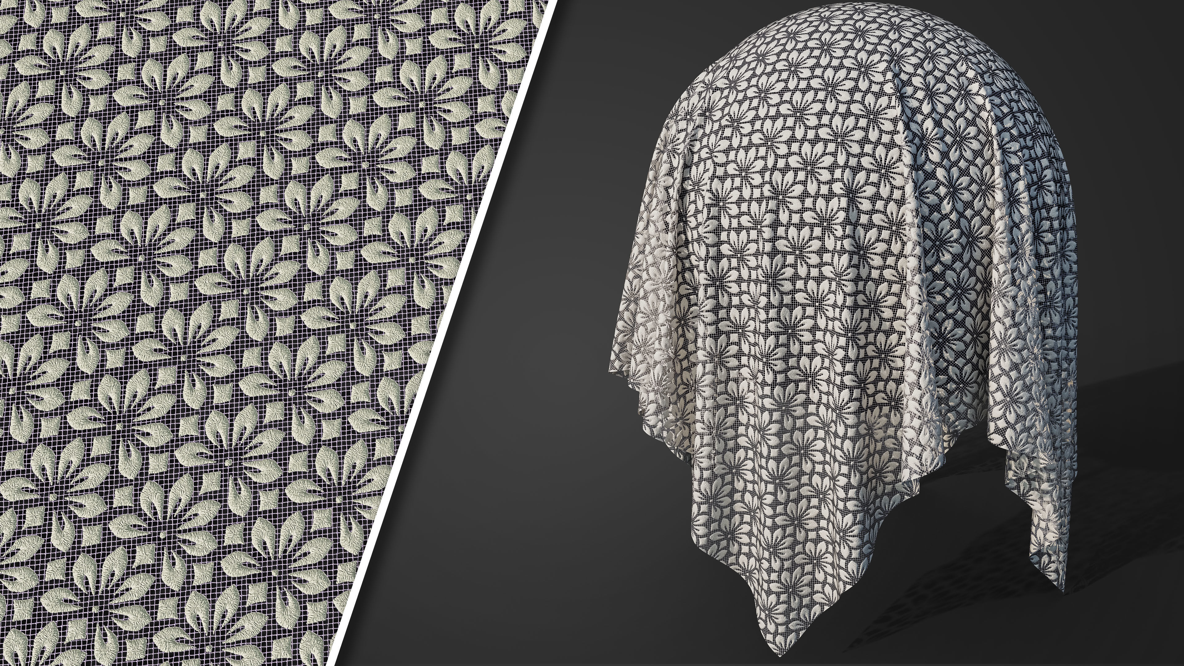 50 Lace Fabric Texture  Sbsar  VideoTutorial Vol02 3D model_4