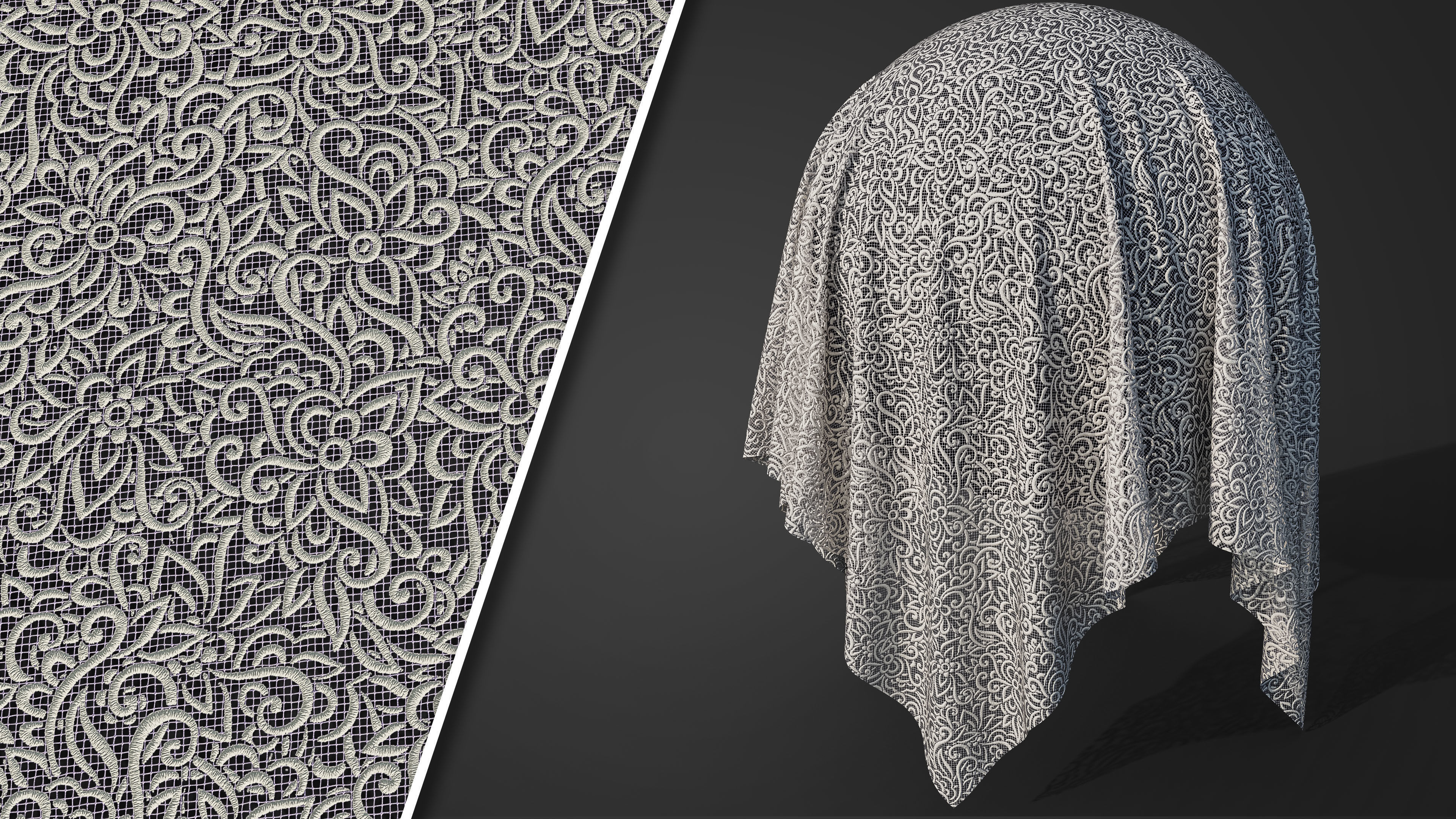 50 Lace Fabric Texture  Sbsar  VideoTutorial Vol02 3D model_8