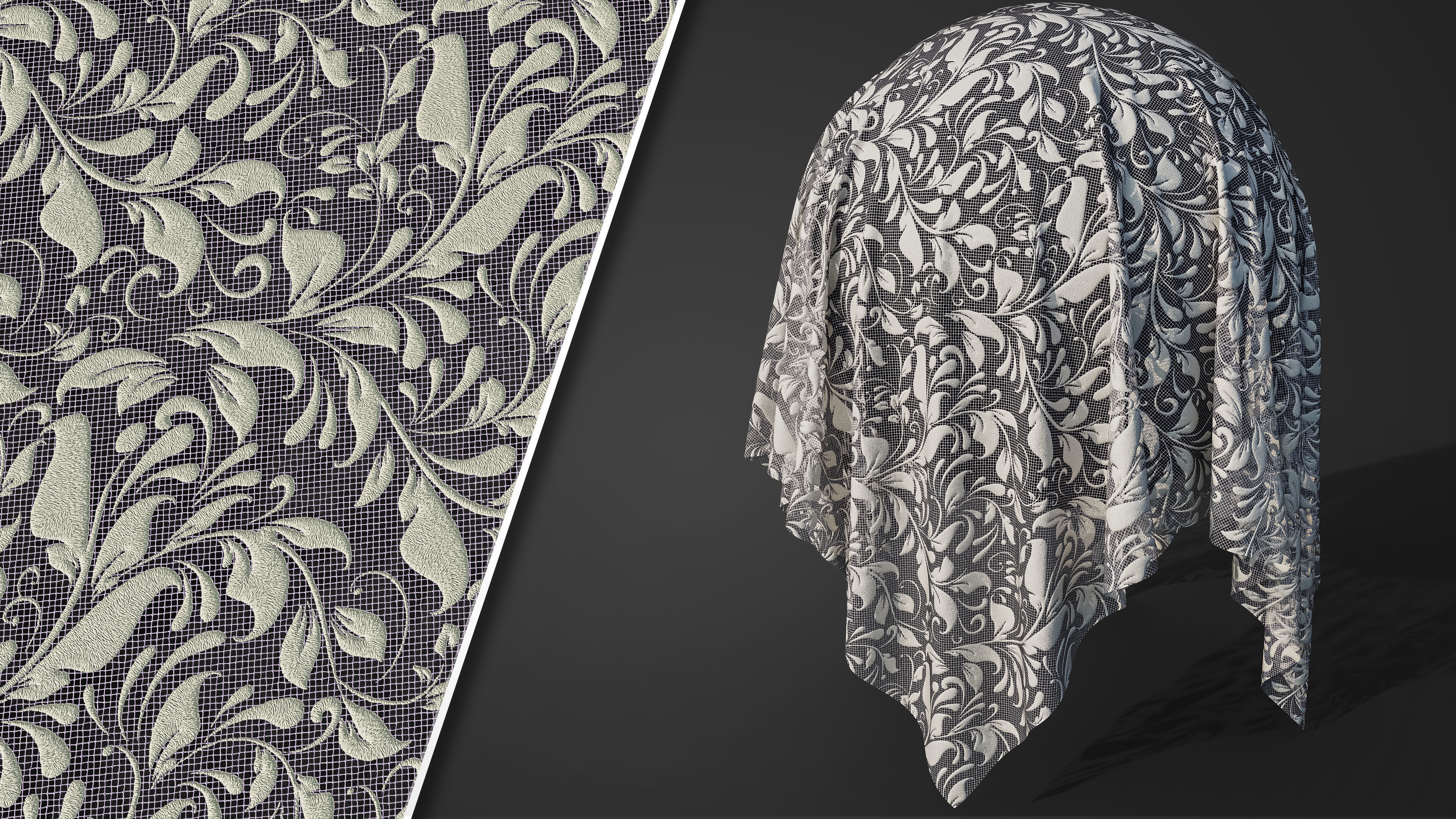 50 Lace Fabric Texture  Sbsar  VideoTutorial Vol02 3D model_3