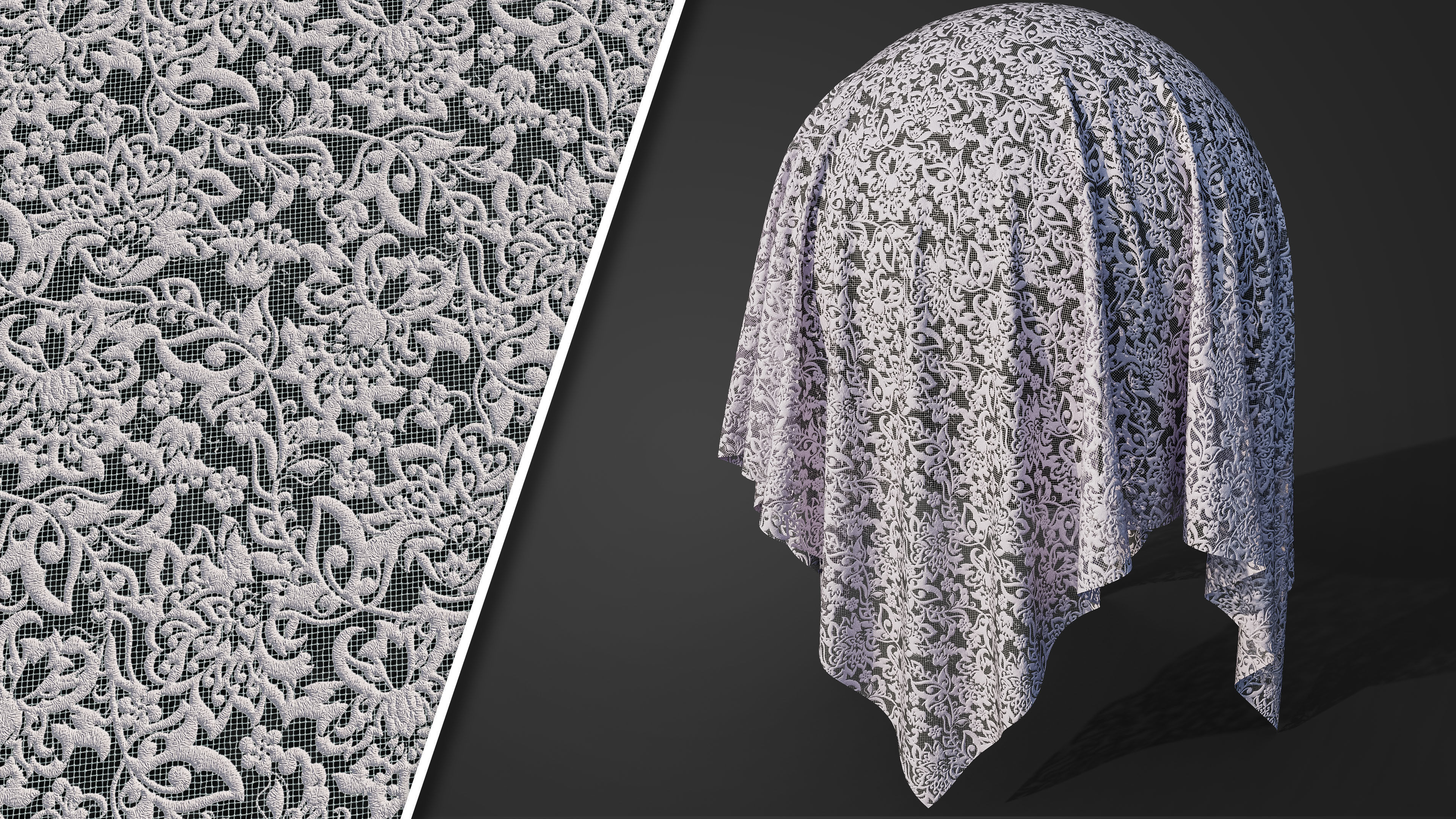 50 Lace Fabric Texture  Sbsar  VideoTutorial Vol02 3D model_11