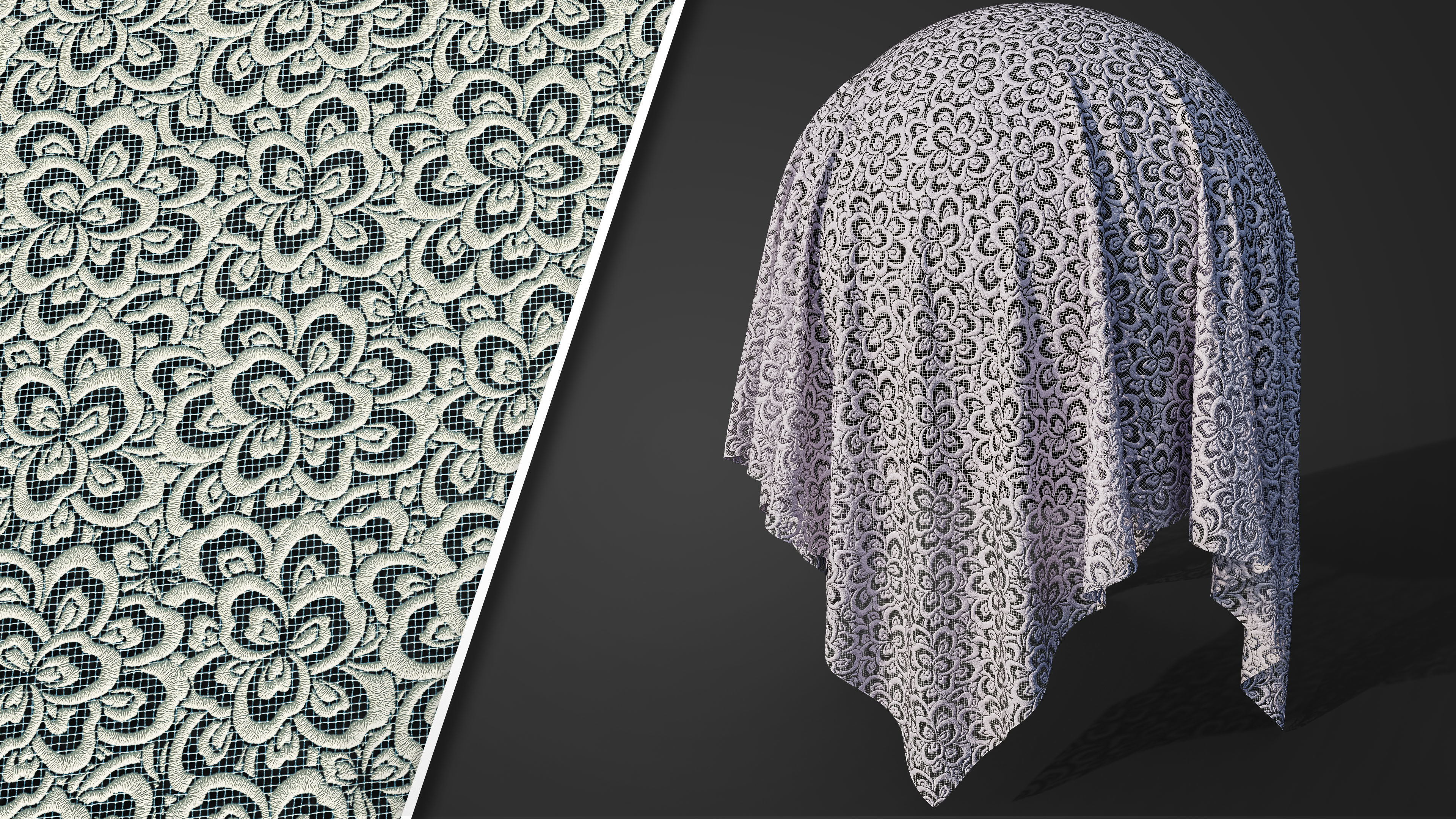 50 Lace Fabric Texture  Sbsar  VideoTutorial Vol02 3D model_7