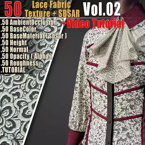 50 Lace Fabric Texture  Sbsar  VideoTutorial Vol02 3D model