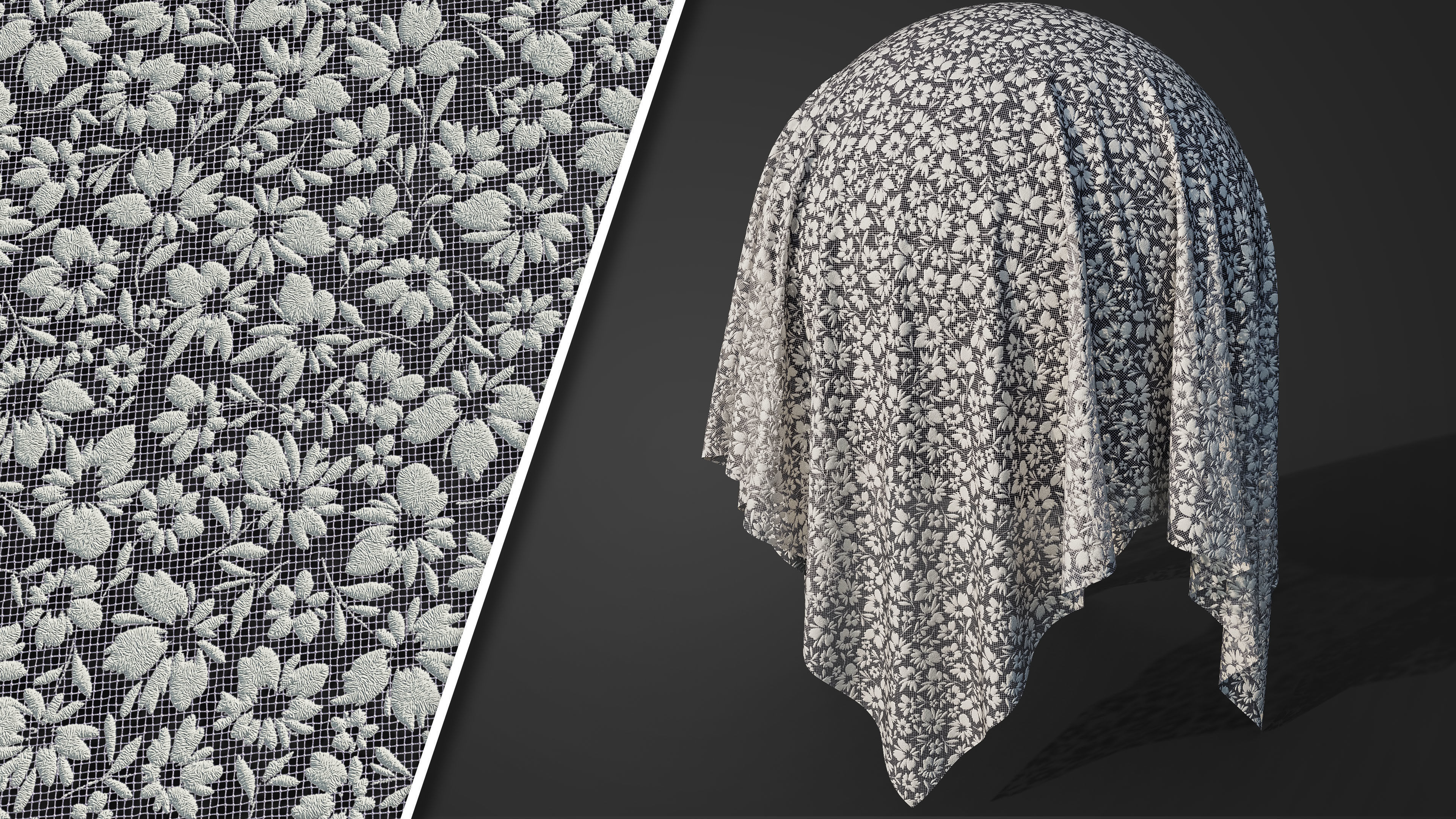 50 Lace Fabric Texture  Sbsar  VideoTutorial Vol02 3D model_12