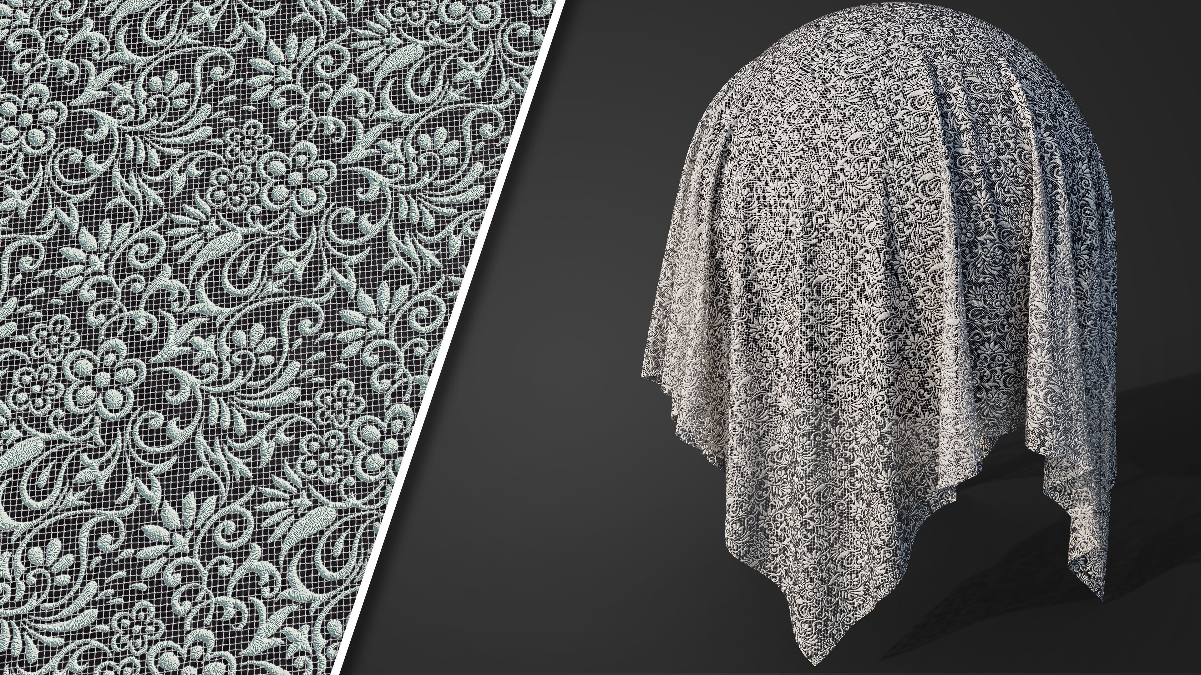 50 Lace Fabric Texture  Sbsar  VideoTutorial Vol02 3D model_16