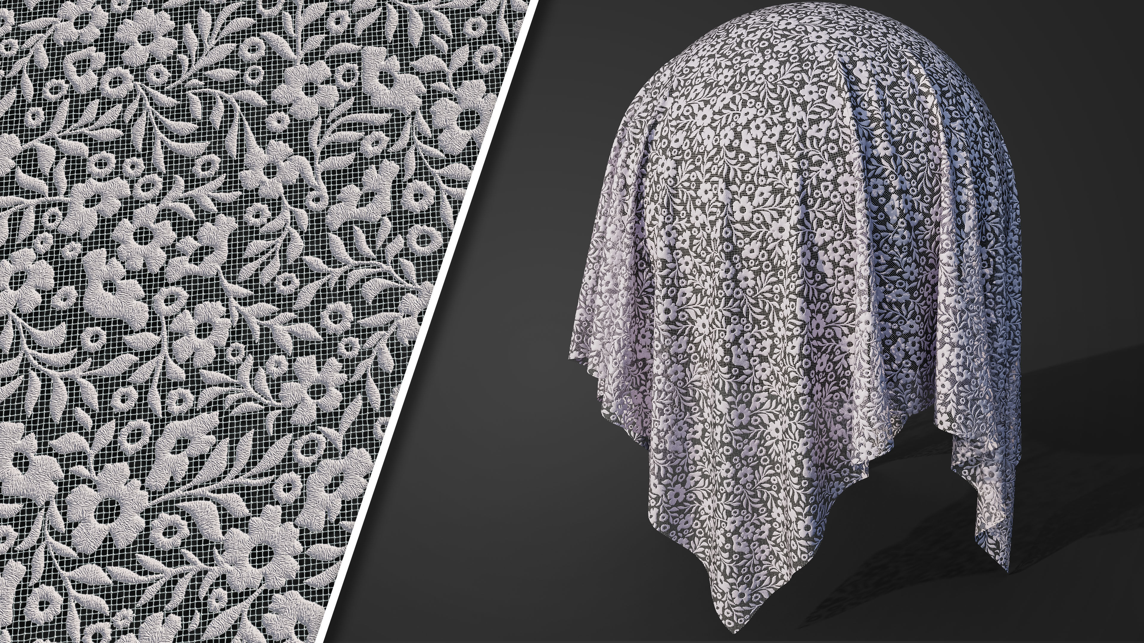 50 Lace Fabric Texture  Sbsar  VideoTutorial Vol02 3D model_15