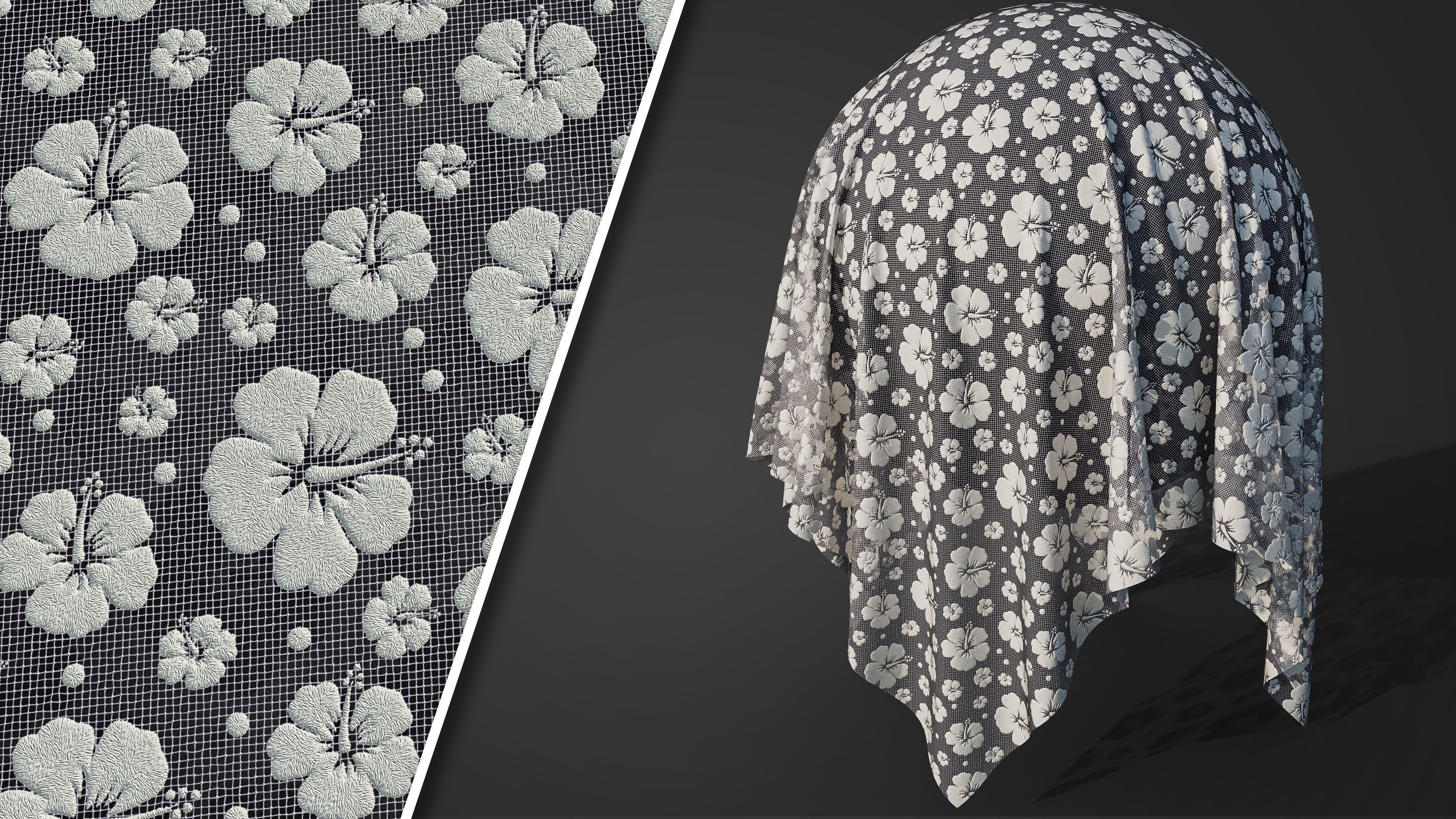 50 Lace Fabric Texture  Sbsar  VideoTutorial Vol02 3D model_13