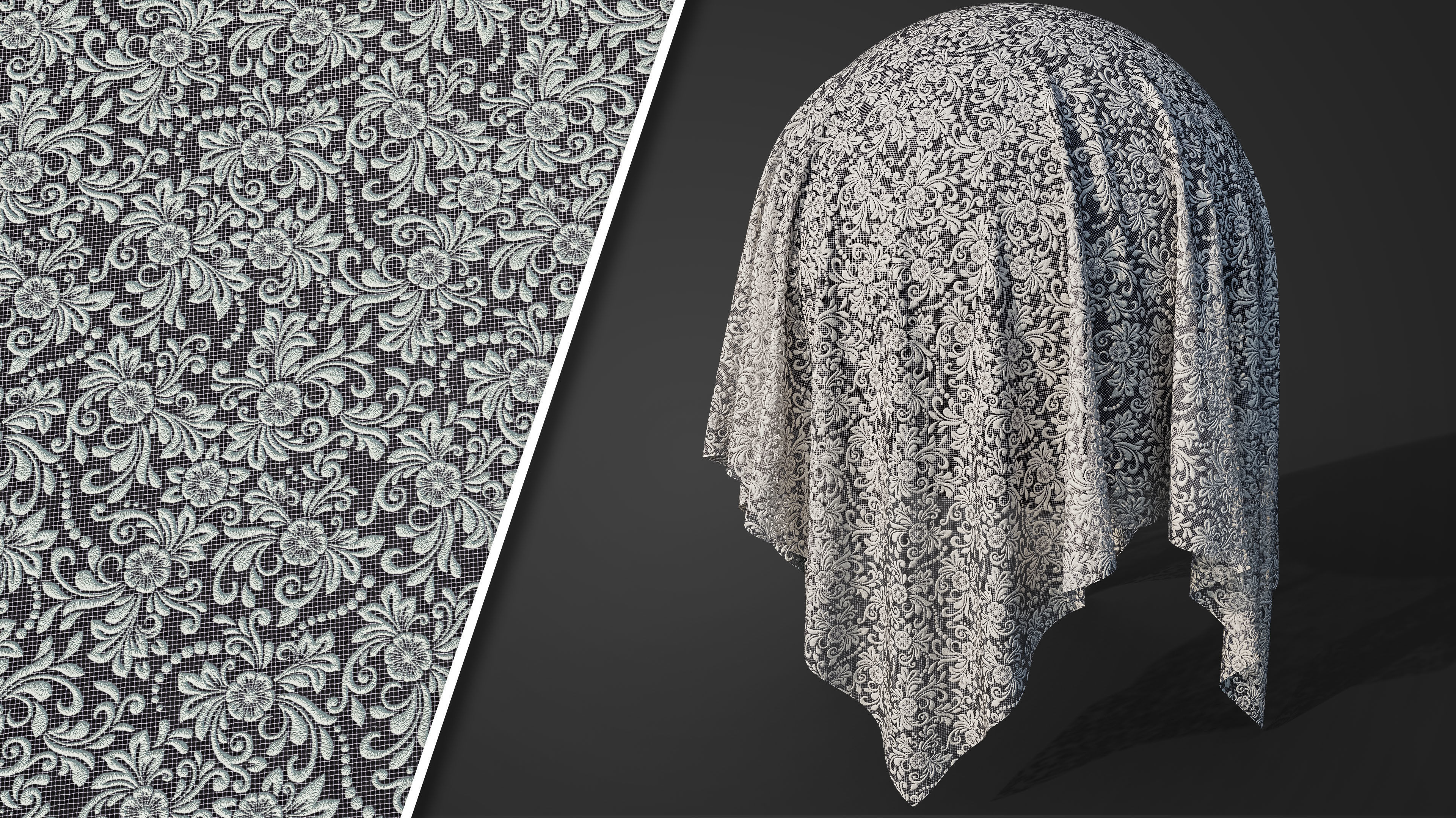 50 Lace Fabric Texture  Sbsar  VideoTutorial Vol02 3D model_10