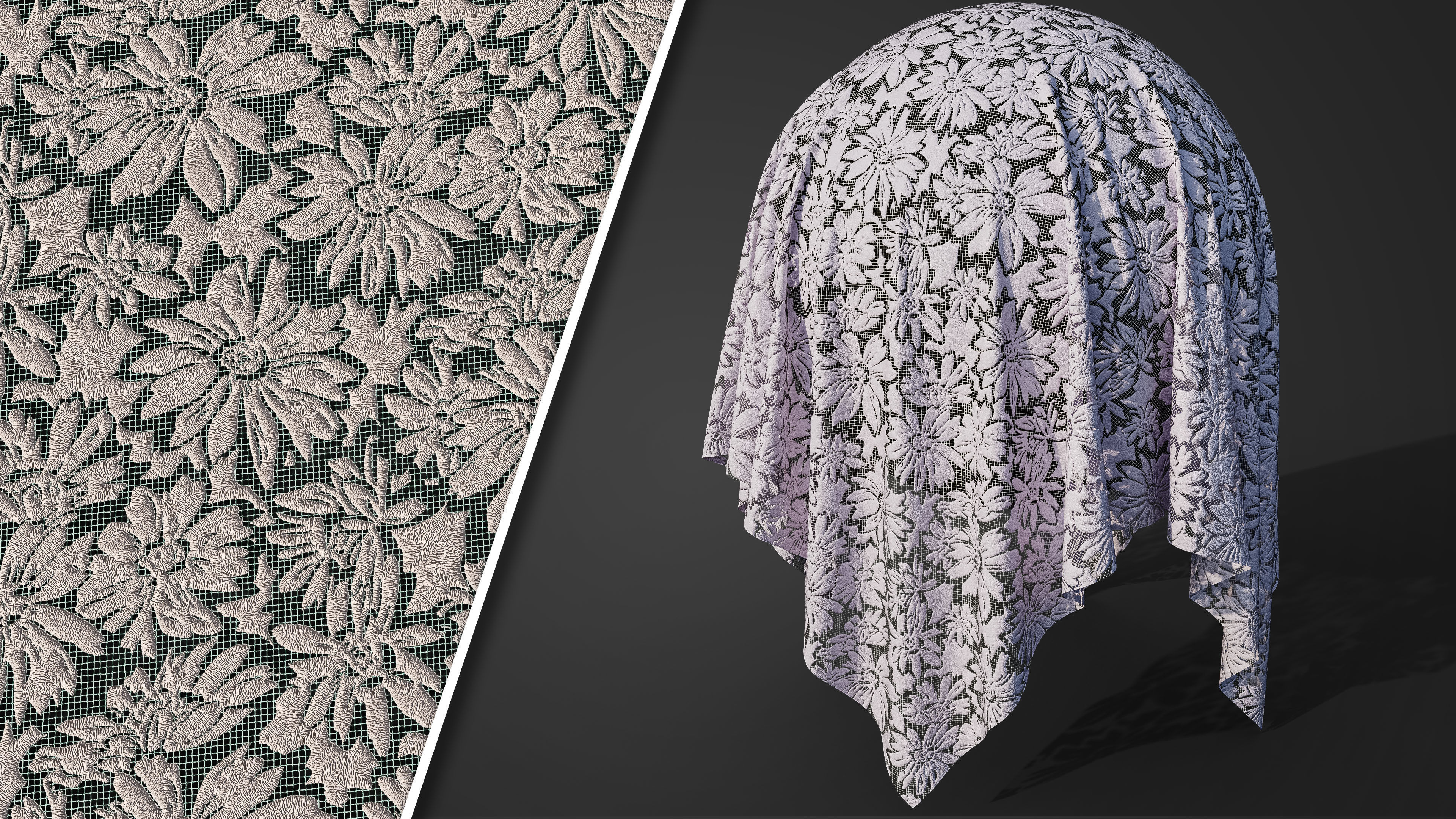 50 Lace Fabric Texture  Sbsar  VideoTutorial Vol02 3D model_2