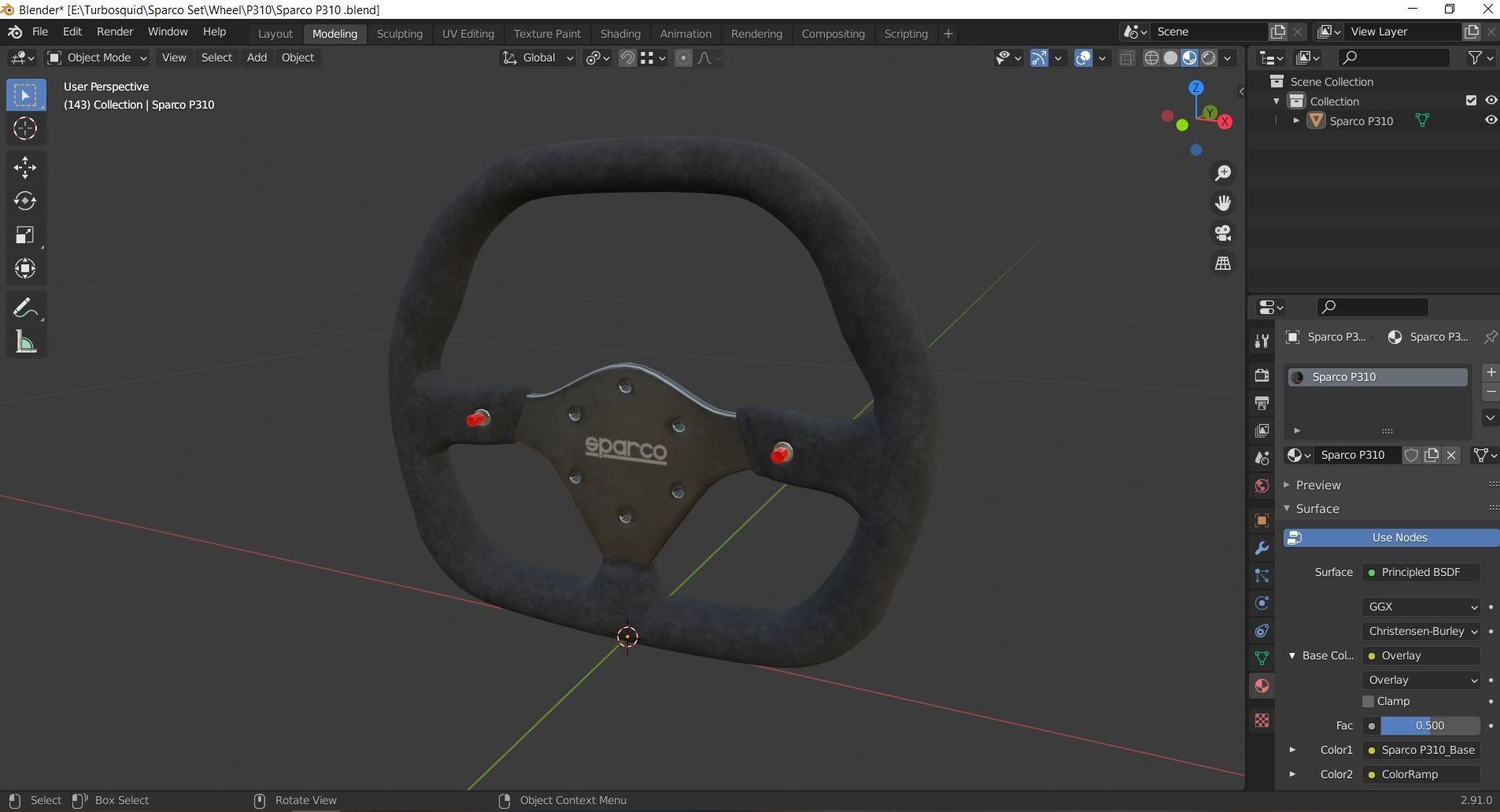 Steering Wheel Sparco P310 3D model_7