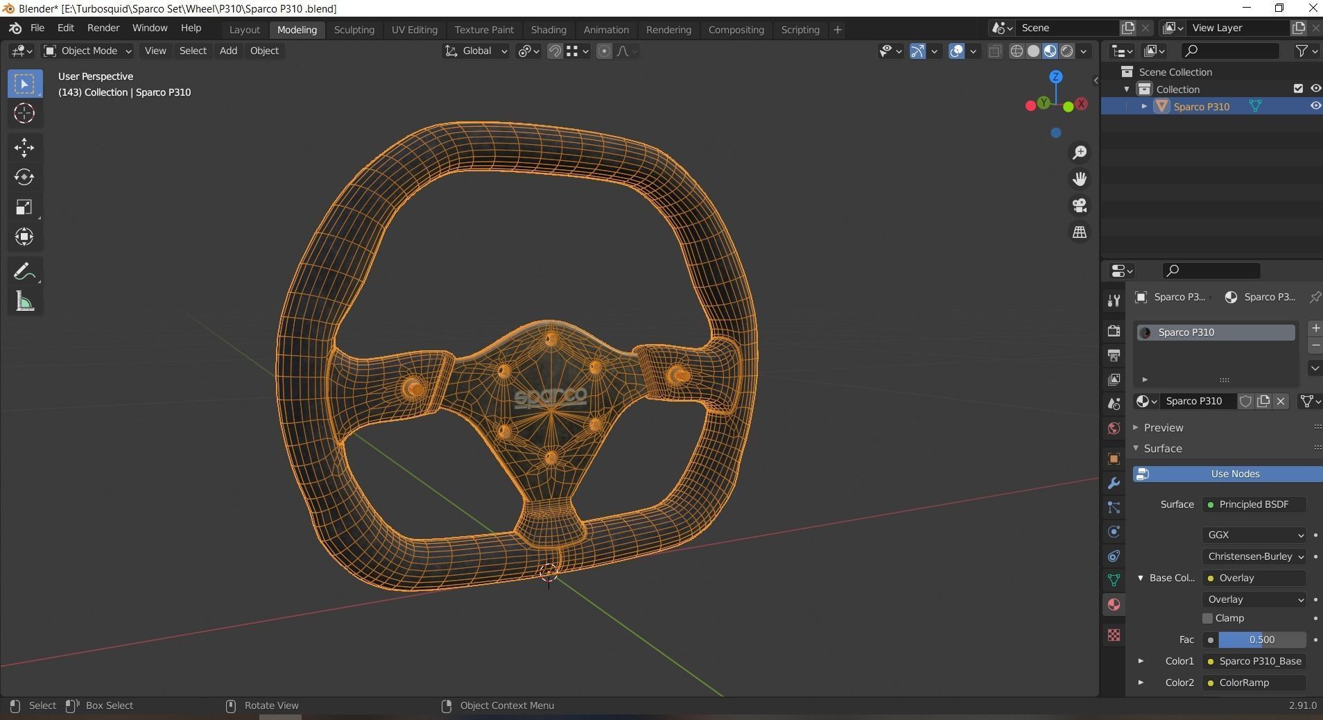 Steering Wheel Sparco P310 3D model_8