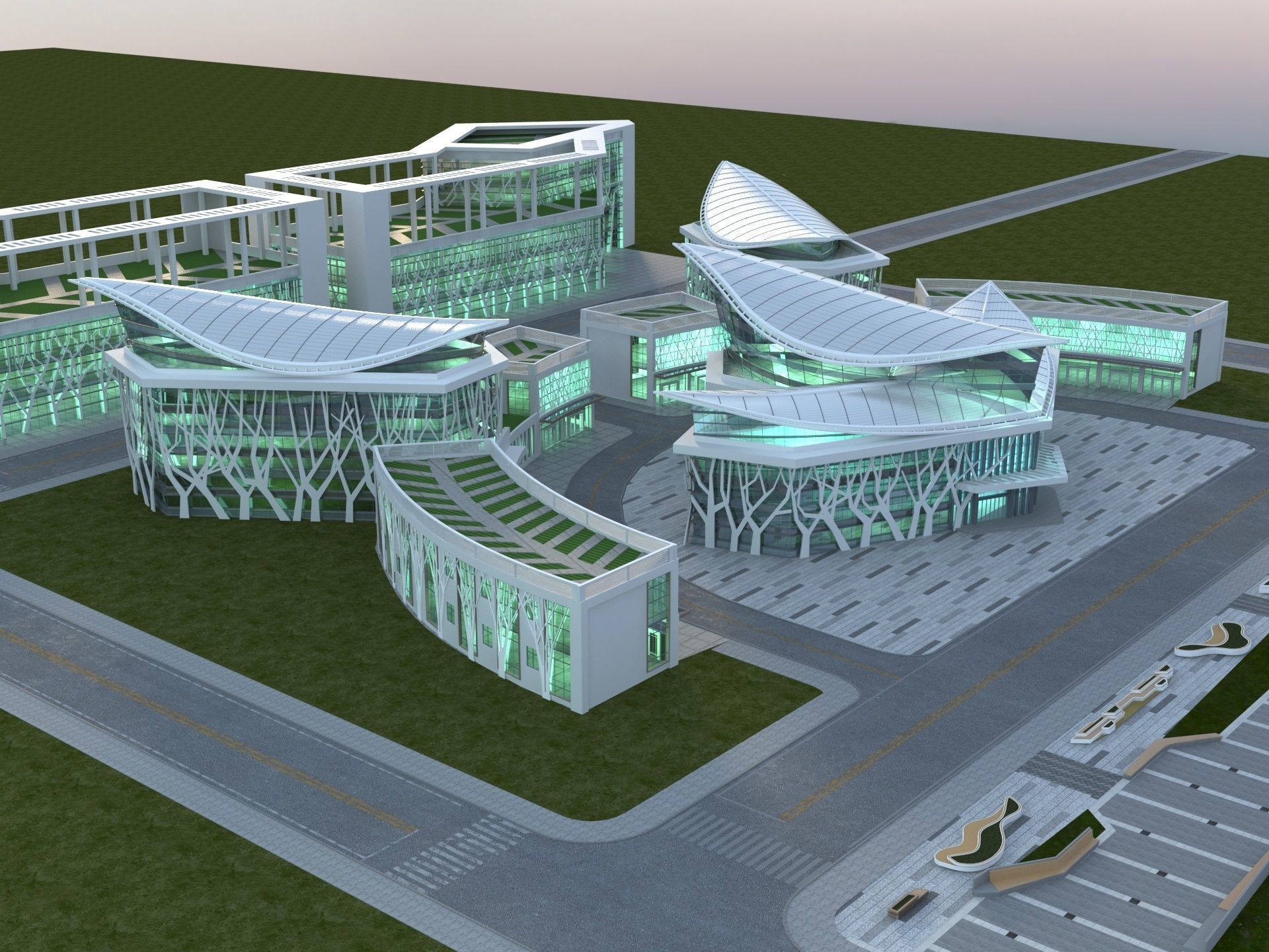 Futuristic Museum 1 3D model_2