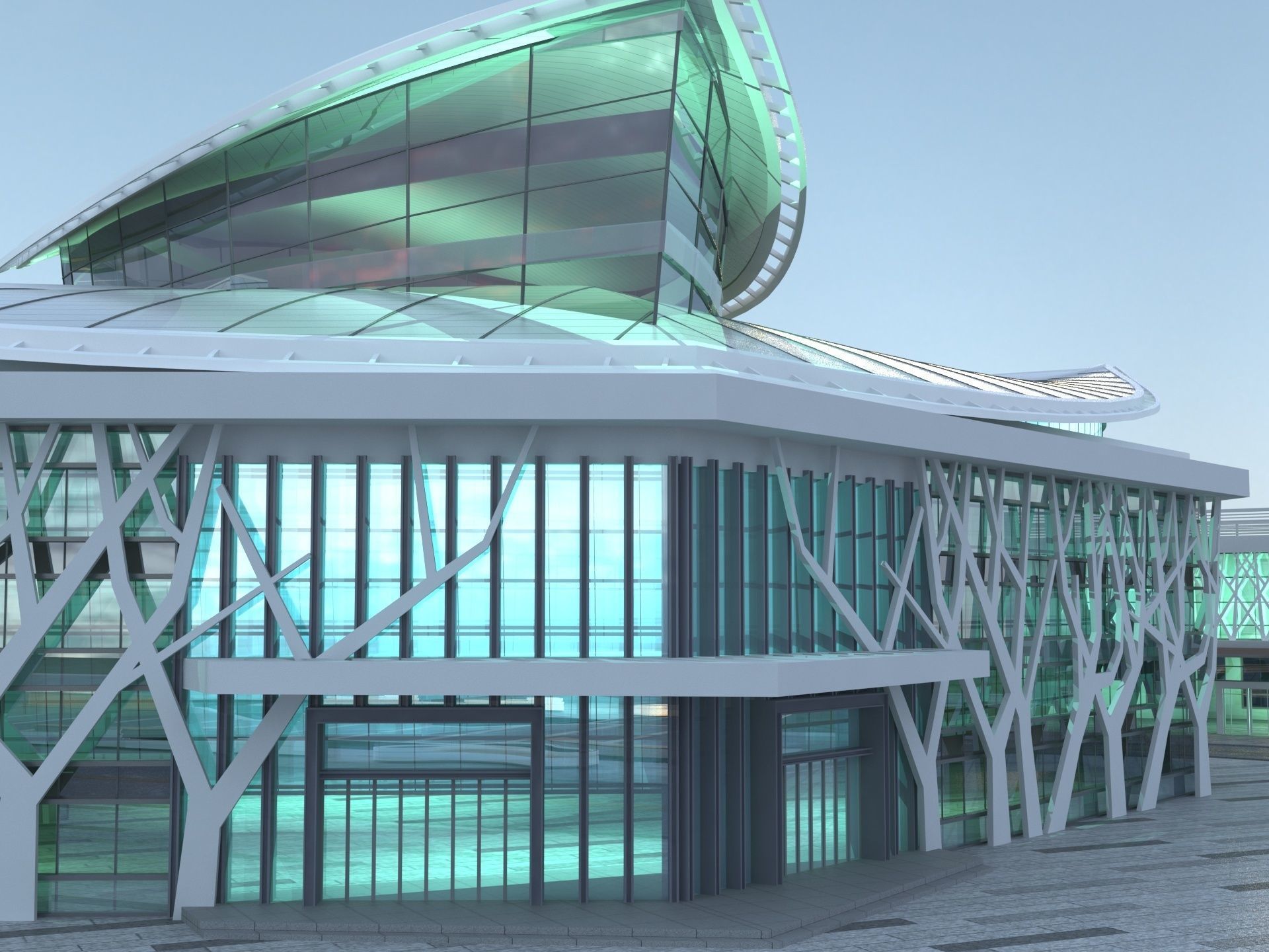 Futuristic Museum 1 3D model_5