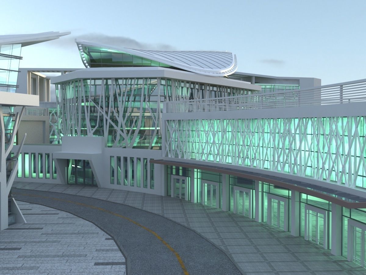 Futuristic Museum 1 3D model_6