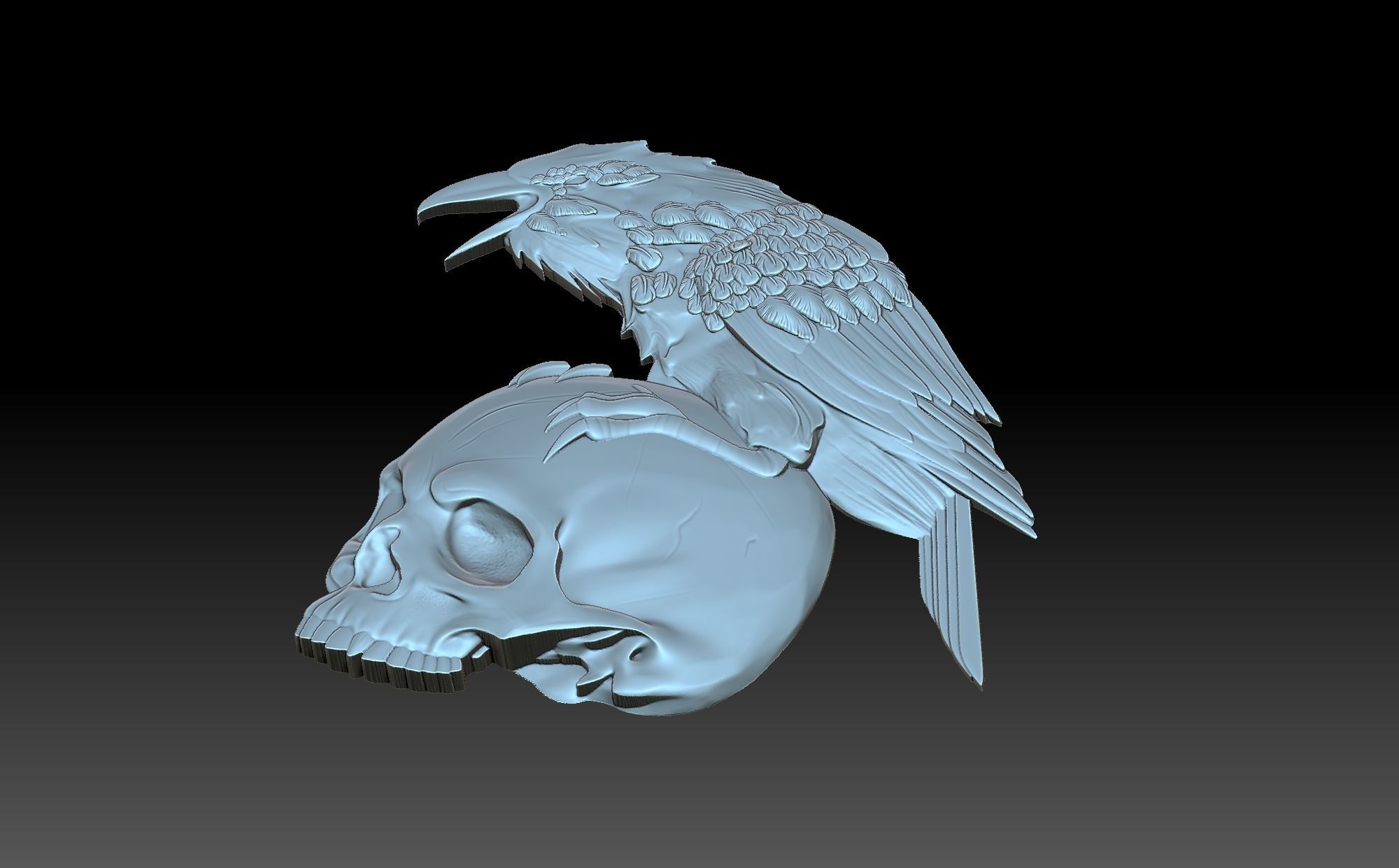 The raven and the skull 3D print model_8