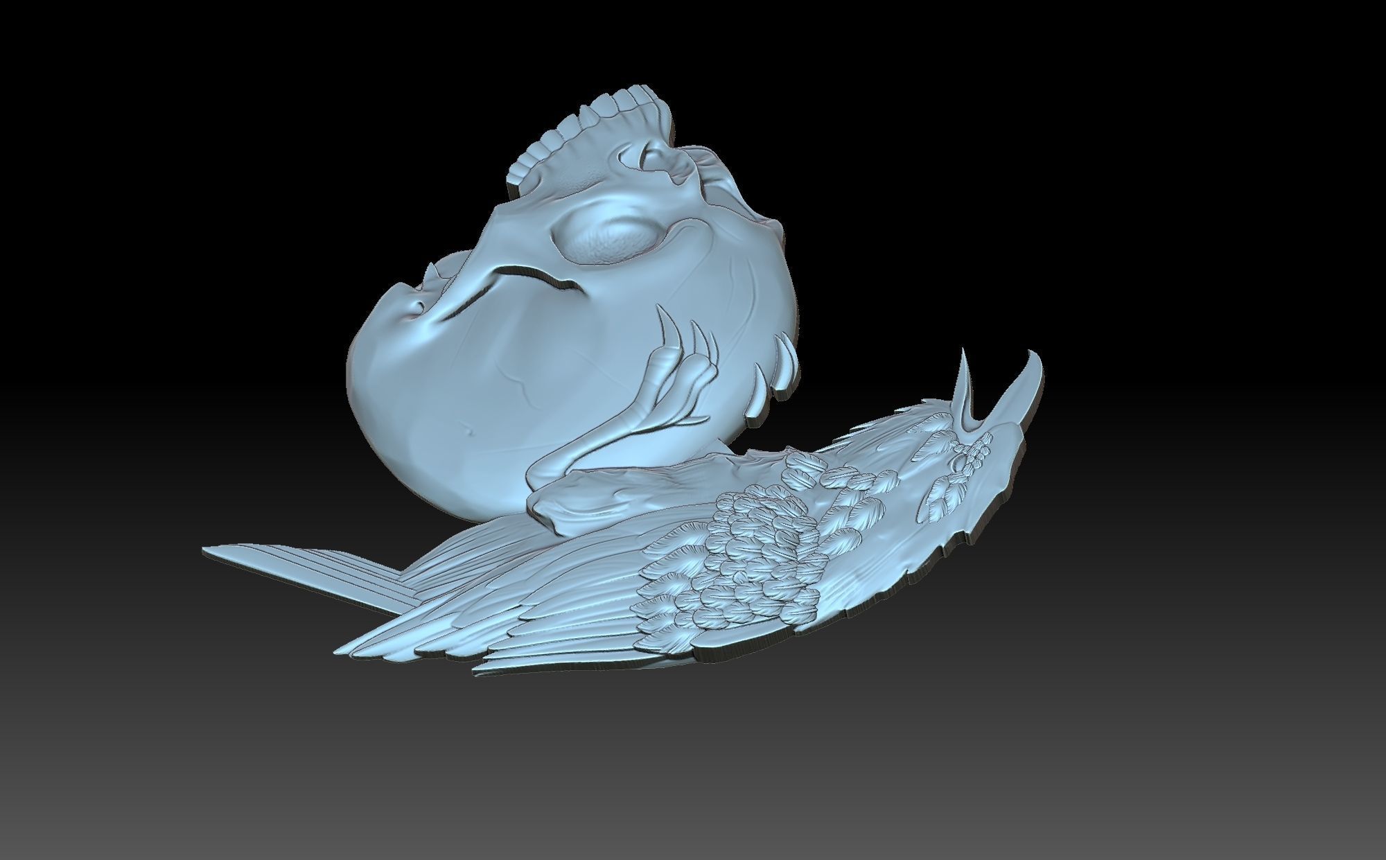 The raven and the skull 3D print model_9