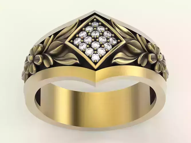 Lux  ring   gold silver carving printable jewelry 3D model