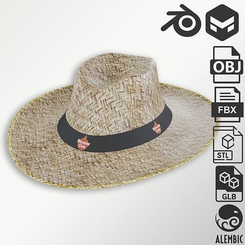 Havana Club Cuban Straw Hat Low-poly 3D model