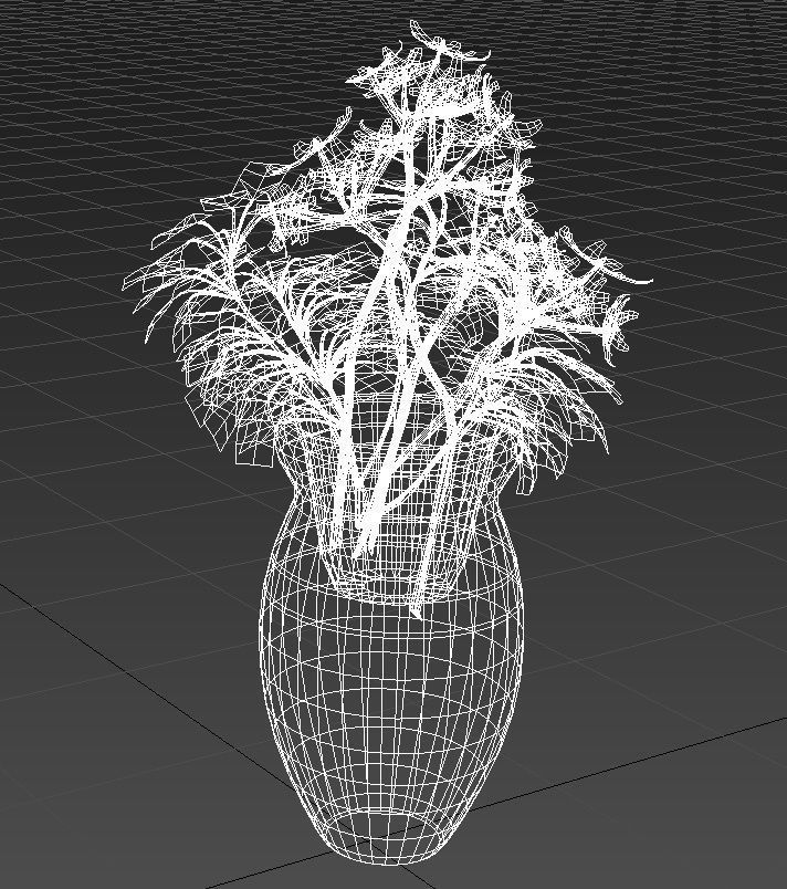 Pink flowers ceramic vase 3D model_15